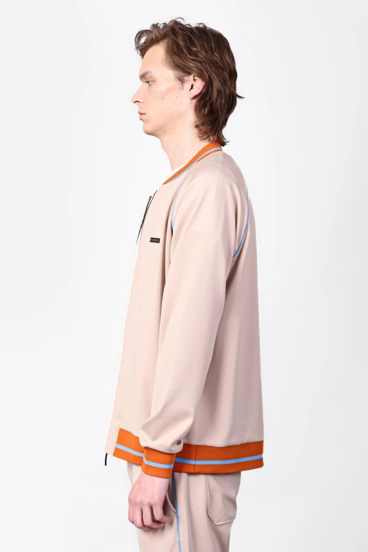 Isaora Logolu Şerit Detaylı Regular Fit Kolej Yaka Erkek Sweat ISR8111 BEG BEJ - 10