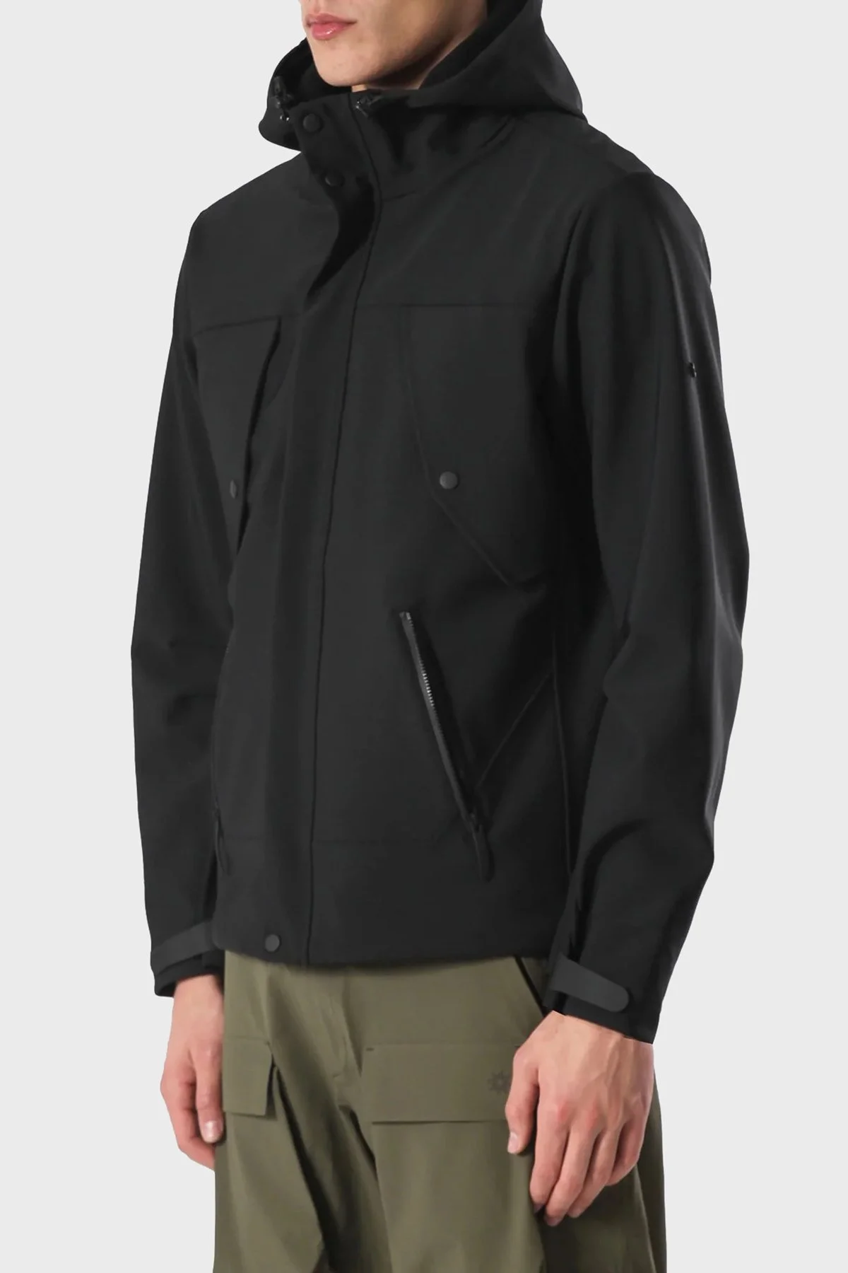 Isaora Logolu Su Geçirmez Regular Fit Kapüşonlu Erkek Ceket ISR7801888 Siyah - 3
