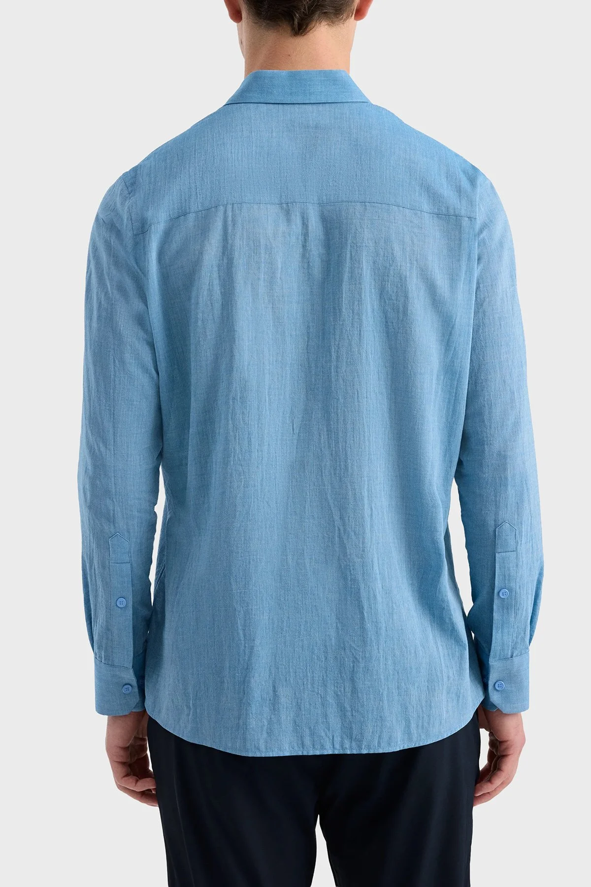 Isaora Pamuklu Regular Fit Uzun Kollu Erkek Gömlek ISR4132BLU LACİVERT - 3
