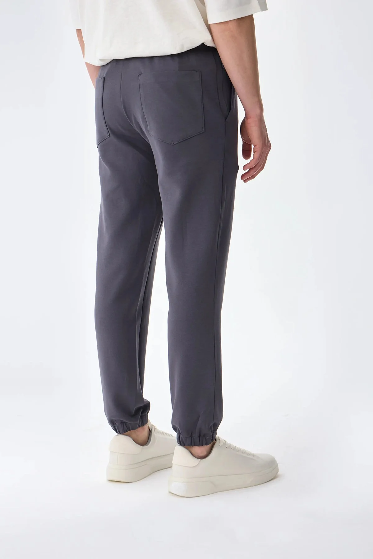 Isaora Pamuklu Relaxed Fit Normal Bel Lastikli Paça Jogger Erkek Pantolon ISR5402 DRG KOYU GRİ - 3