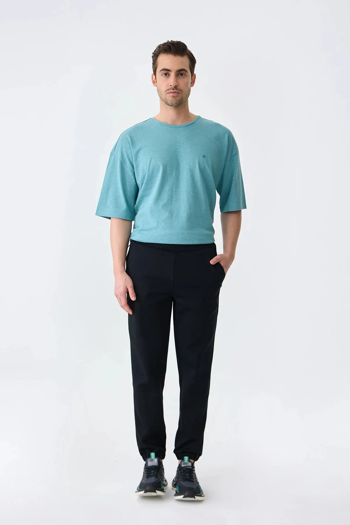 Isaora Pamuklu Relaxed Fit Normal Bel Lastikli Paça Jogger Erkek Pantolon ISR54020 SİYAH - 2