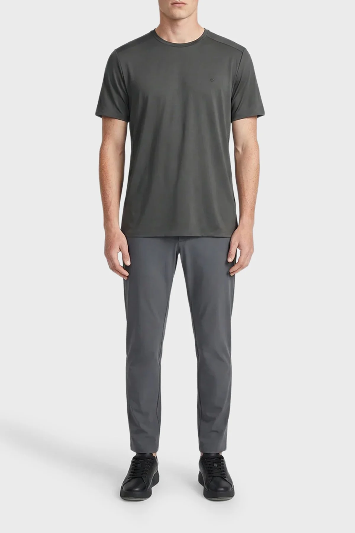 Isaora Regular Fit Logolu Bisiklet Yaka Erkek T Shirt ISR9021 DRG KOYU GRİ - 2