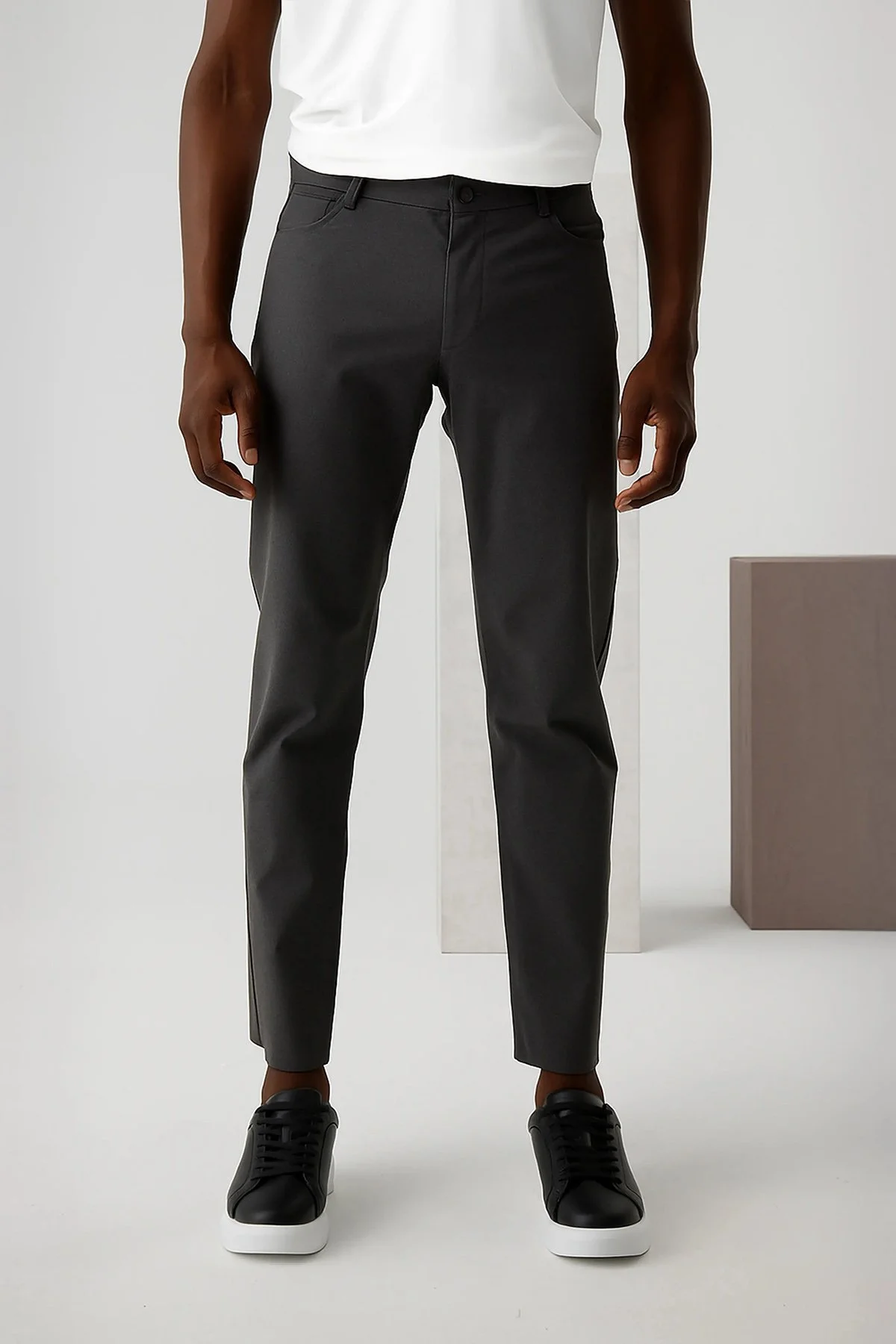 Isaora Regular Fit Normal Bel Düz Paça Erkek Pantolon ISR5904 DRG KOYU GRİ - 1