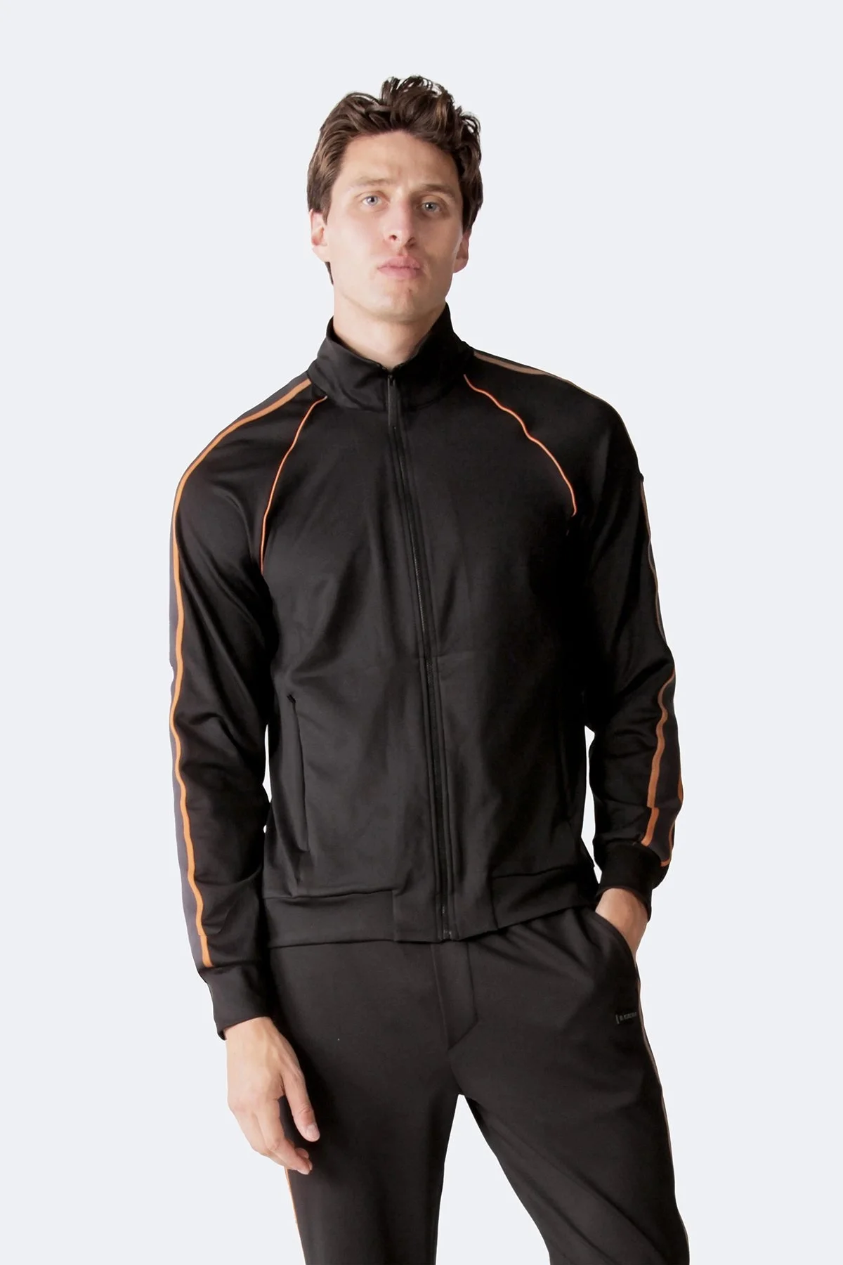 Isaora Şerit Detaylı Streç Relaxed Fit Dik Yaka Erkek Sweat M24S8101 888 SİYAH - 7