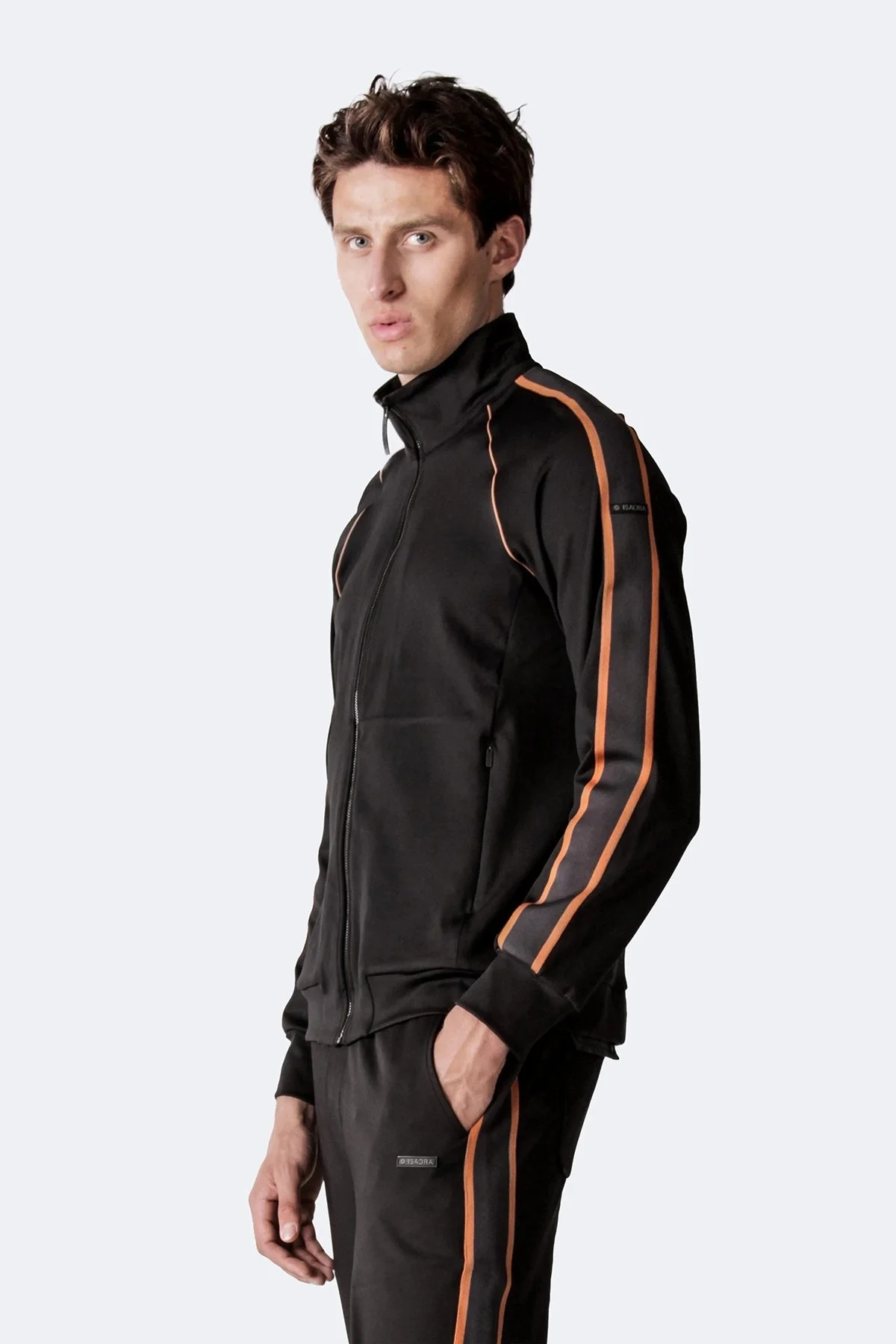 Isaora Şerit Detaylı Streç Relaxed Fit Dik Yaka Erkek Sweat M24S8101 888 SİYAH - 8