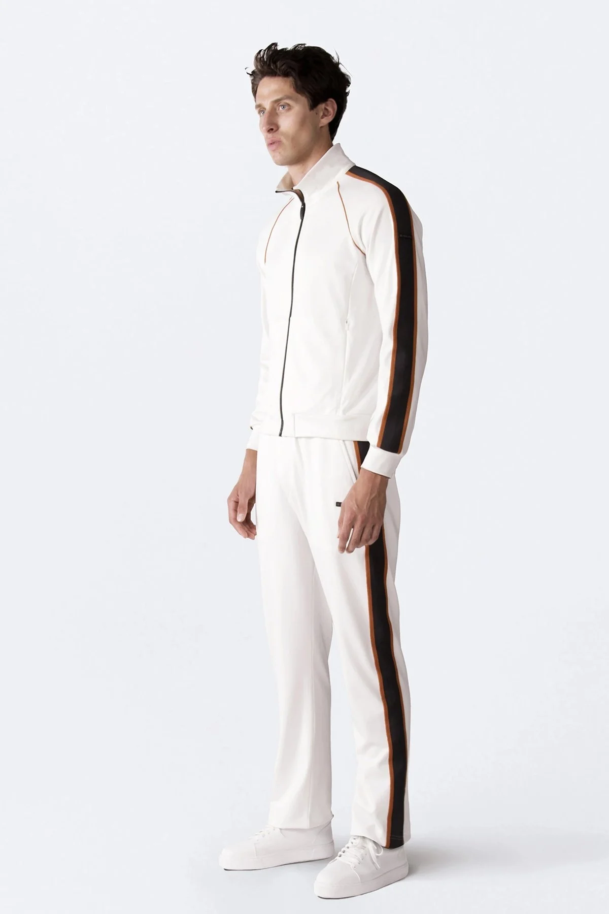 Isaora Şerit Detaylı Streç Relaxed Fit Dik Yaka Erkek Sweat M24S8101 SBT BEYAZ - 2
