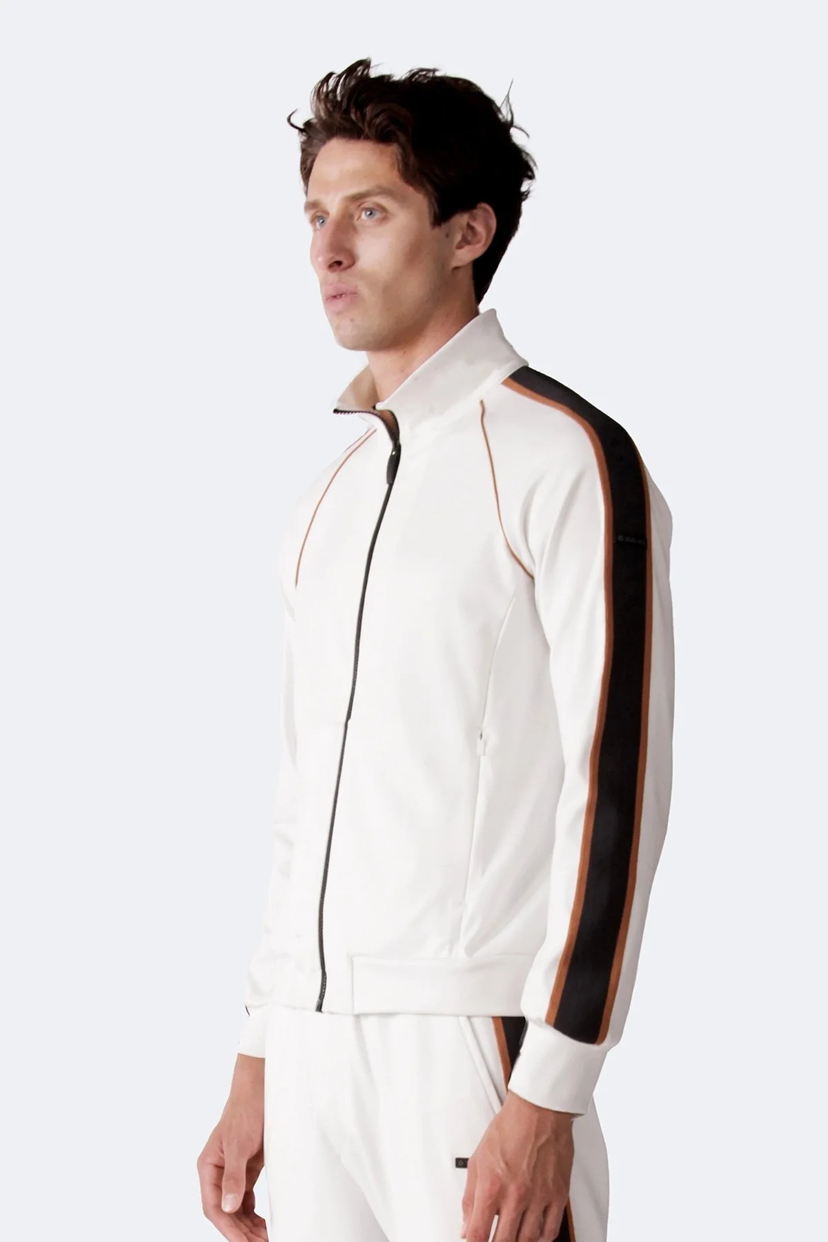 Isaora Şerit Detaylı Streç Relaxed Fit Dik Yaka Erkek Sweat M24S8101 SBT BEYAZ - 3