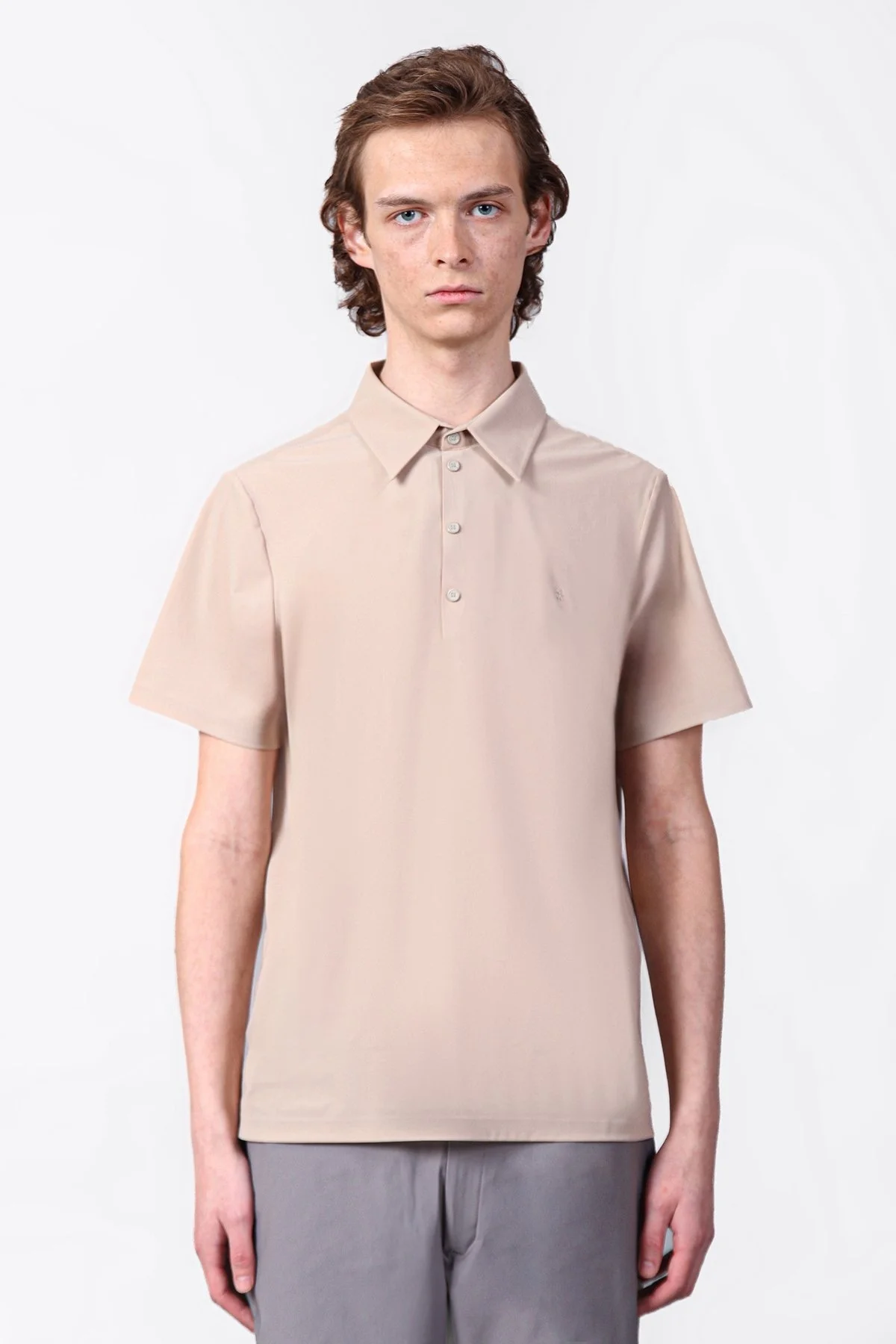 Isaora Streç Regular Fit Düğmeli Erkek Polo Yaka T Shirt ISR3114 BEG BEJ - 1