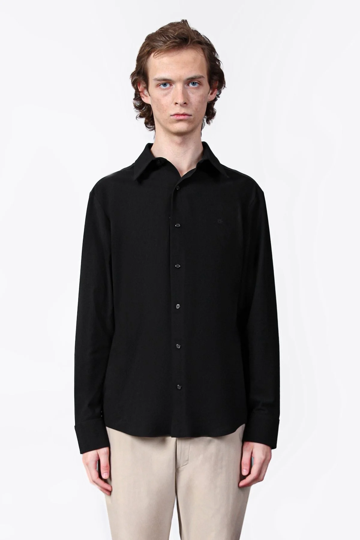 Isaora Streç Regular Fit Nefes Alabilen Geniş Yaka Erkek Gömlek ISR41010 SİYAH - 1