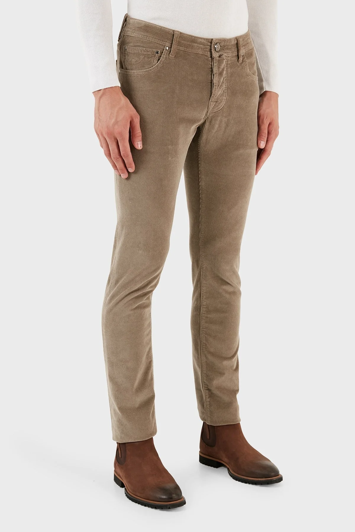 Jacob Cohen Normal Bel Slim Fit Dar Paça Kadife Erkek Pantolon UQE06 36 S3653 D37 VİZON - 9