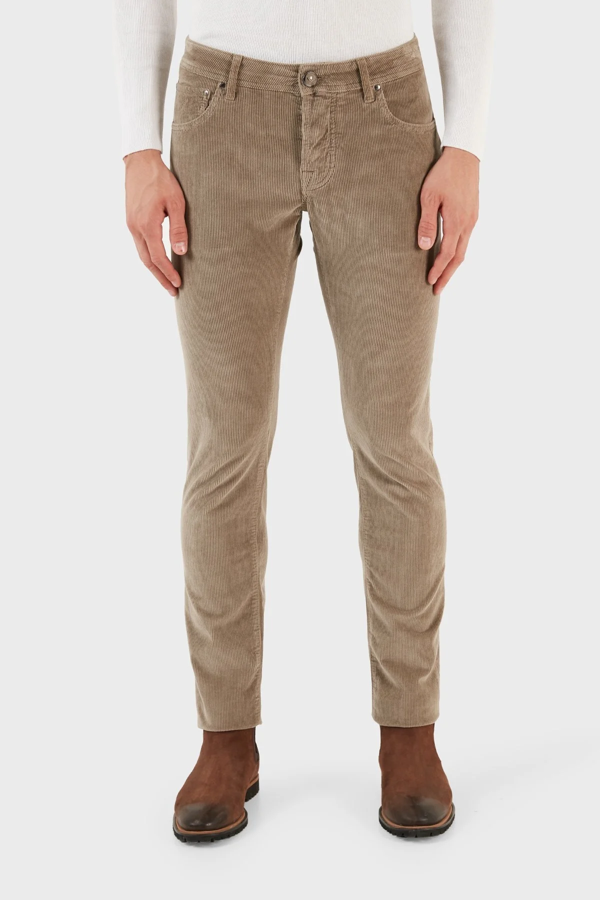 Jacob Cohen Normal Bel Slim Fit Dar Paça Kadife Erkek Pantolon UQE06 36 S3653 D37 VİZON - 10