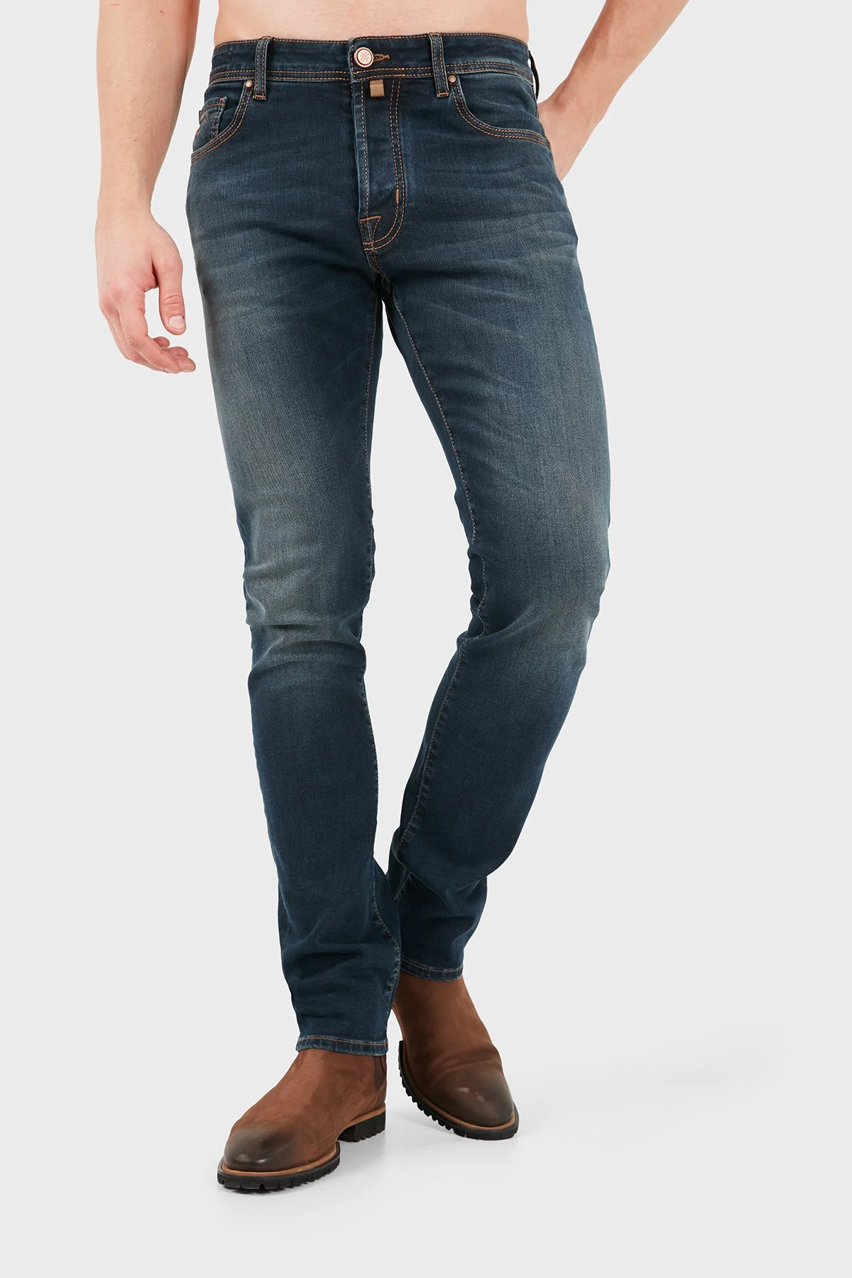 Jacob Cohen Slim Fit Dar Paça Denim Erkek Kot Pantolon JUM QE004 S3624 030 V1100D Lacivert - 4