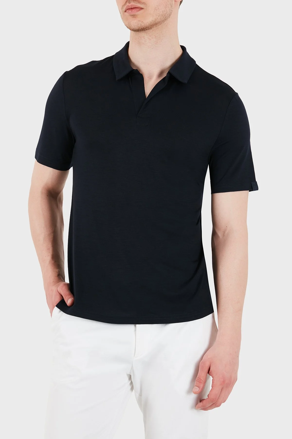 Jacob Cohen Yün ve Kaşmir Karışımlı Regular Fit Yaka T Shirt Erkek Polo 80031 082 M4564 RW Y99 SİYAH - 1