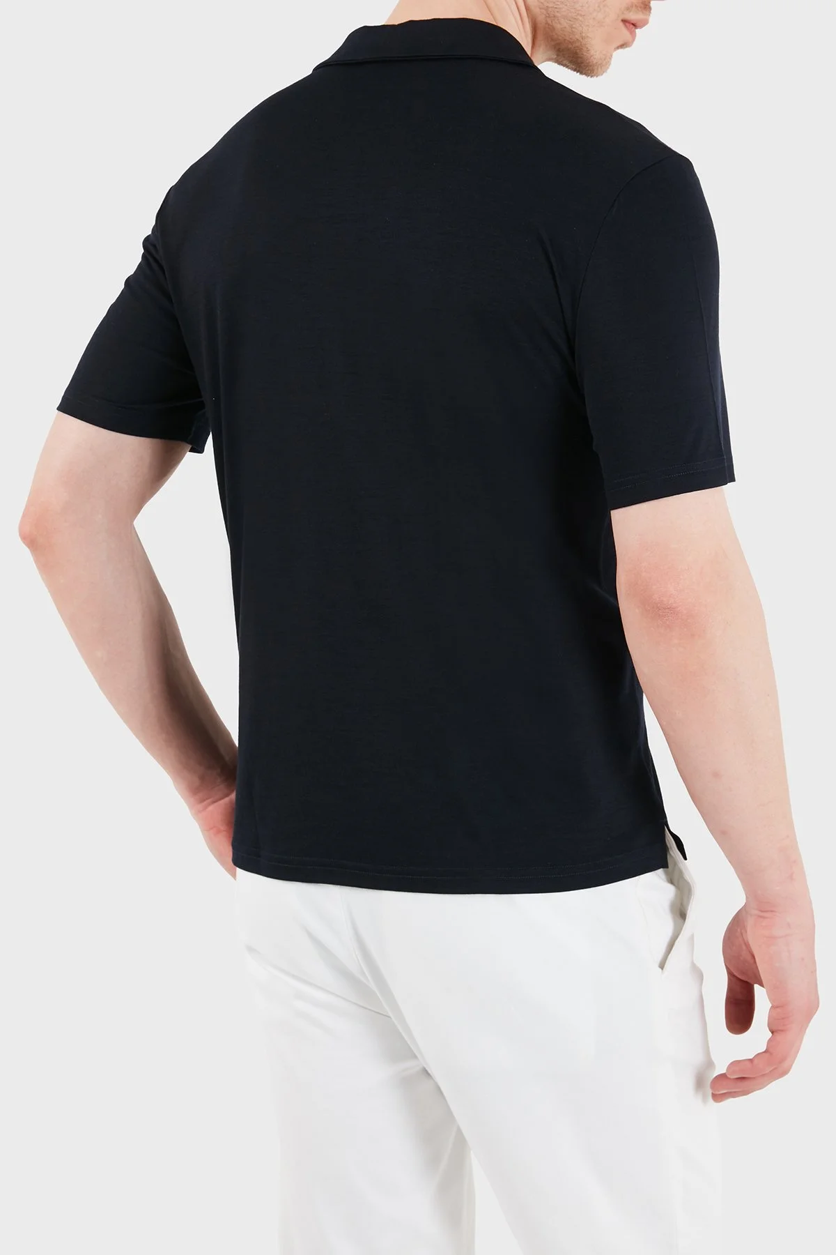 Jacob Cohen Yün ve Kaşmir Karışımlı Regular Fit Yaka T Shirt Erkek Polo 80031 082 M4564 RW Y99 SİYAH - 2
