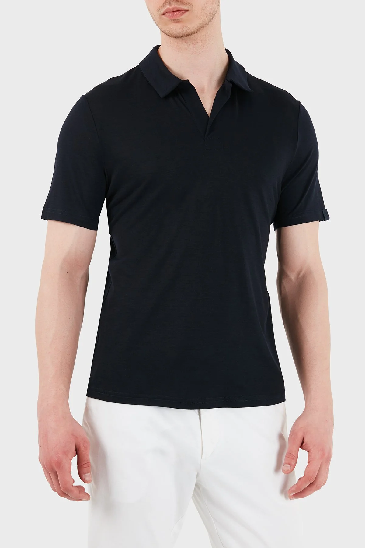 Jacob Cohen Yün ve Kaşmir Karışımlı Regular Fit Yaka T Shirt Erkek Polo 80031 082 M4564 RW Y99 SİYAH - 4