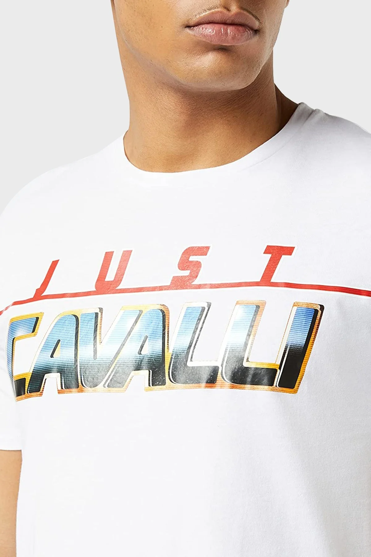 Just Cavalli % 100 Pamuklu Regular Fit Bisiklet Yaka Erkek T Shirt S03GC0636 N20663 100 BEYAZ - 2