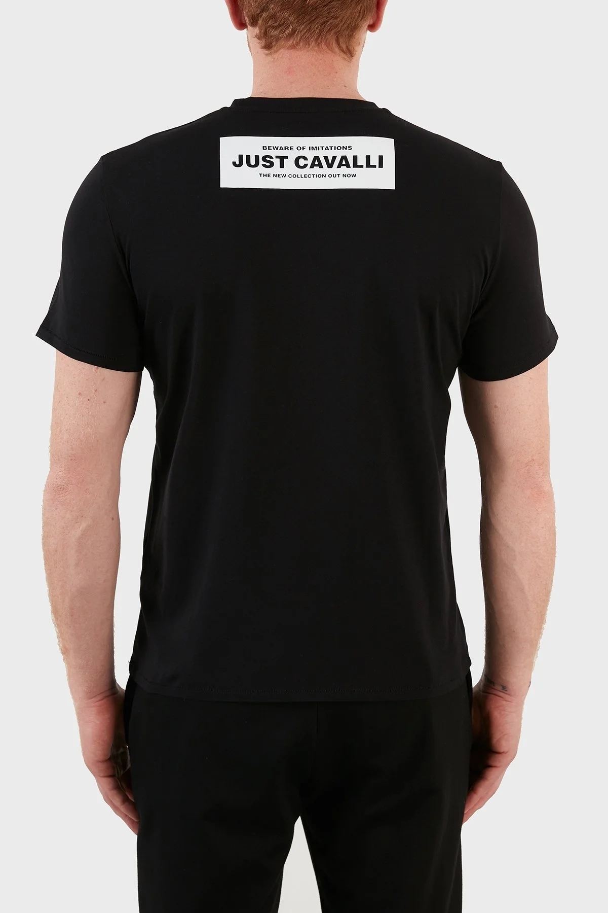 Just Cavalli Baskılı % 100 Pamuk Bisiklet Yaka Erkek T Shirt S01GC0681 N20663 900 SİYAH - 6