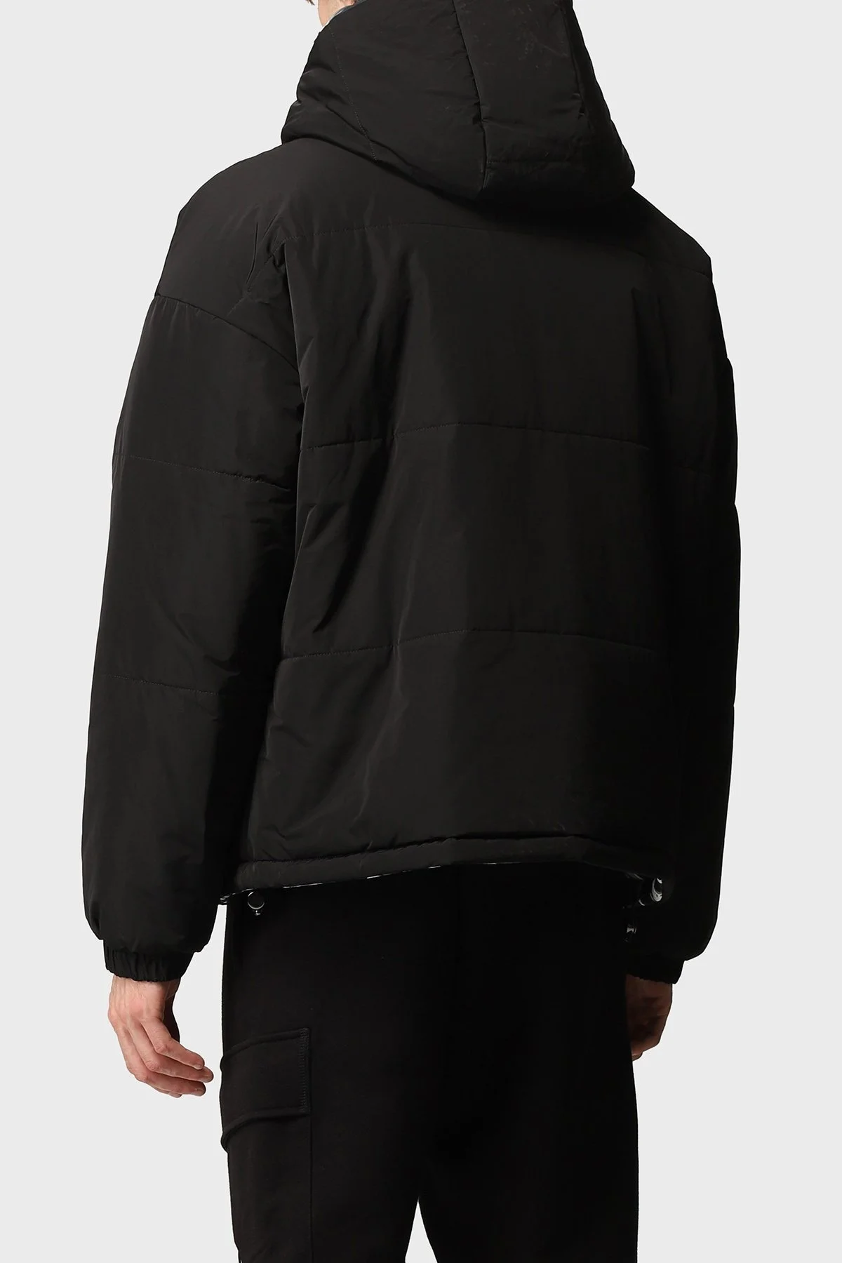 Just Cavalli Baskılı Kapüşonlu Çift Taraflı Erkek Mont S03AM0358 N39716 900 SİYAH - 5