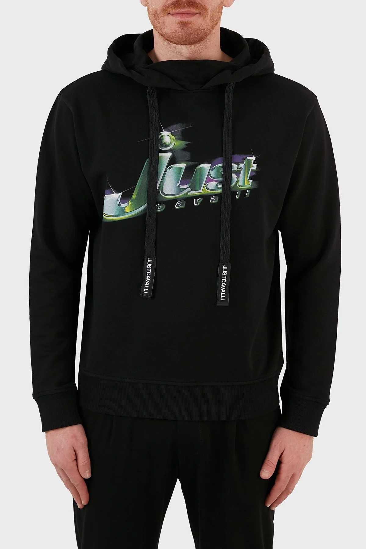 Just Cavalli Baskılı Kapüşonlu Regular Fit Pamuklu Erkek Sweat S01GU0145 N2518 900 SİYAH - 1