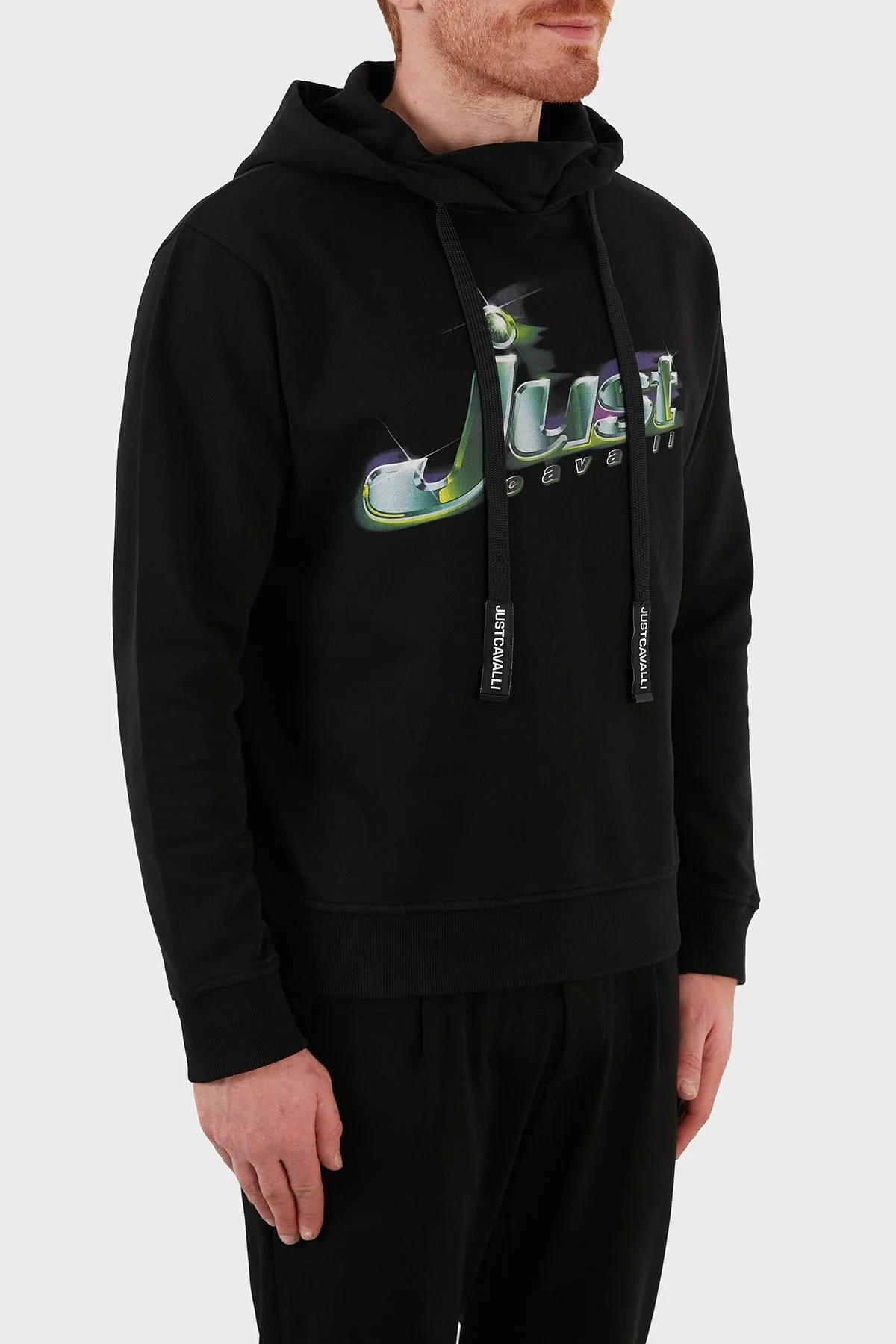 Just Cavalli Baskılı Kapüşonlu Regular Fit Pamuklu Erkek Sweat S01GU0145 N2518 900 SİYAH - 2