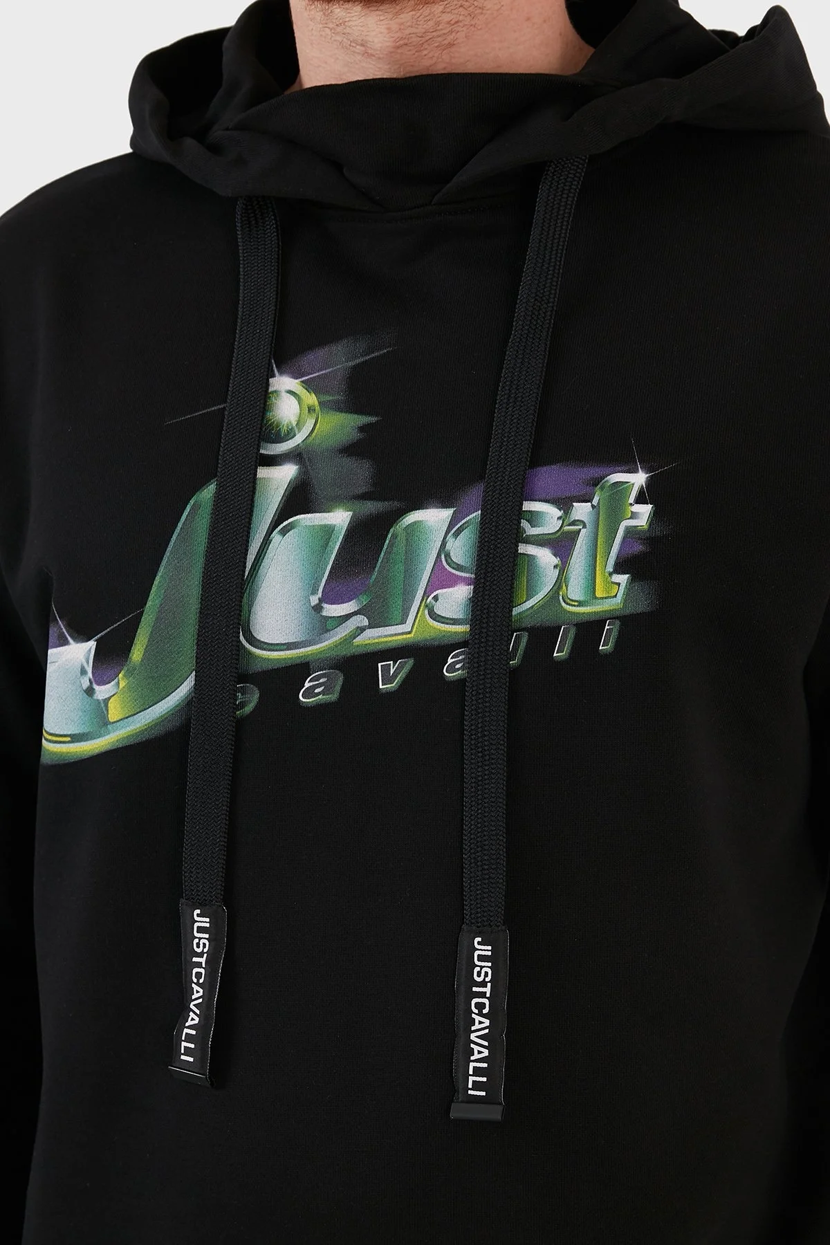 Just Cavalli Baskılı Kapüşonlu Regular Fit Pamuklu Erkek Sweat S01GU0145 N2518 900 SİYAH - 4