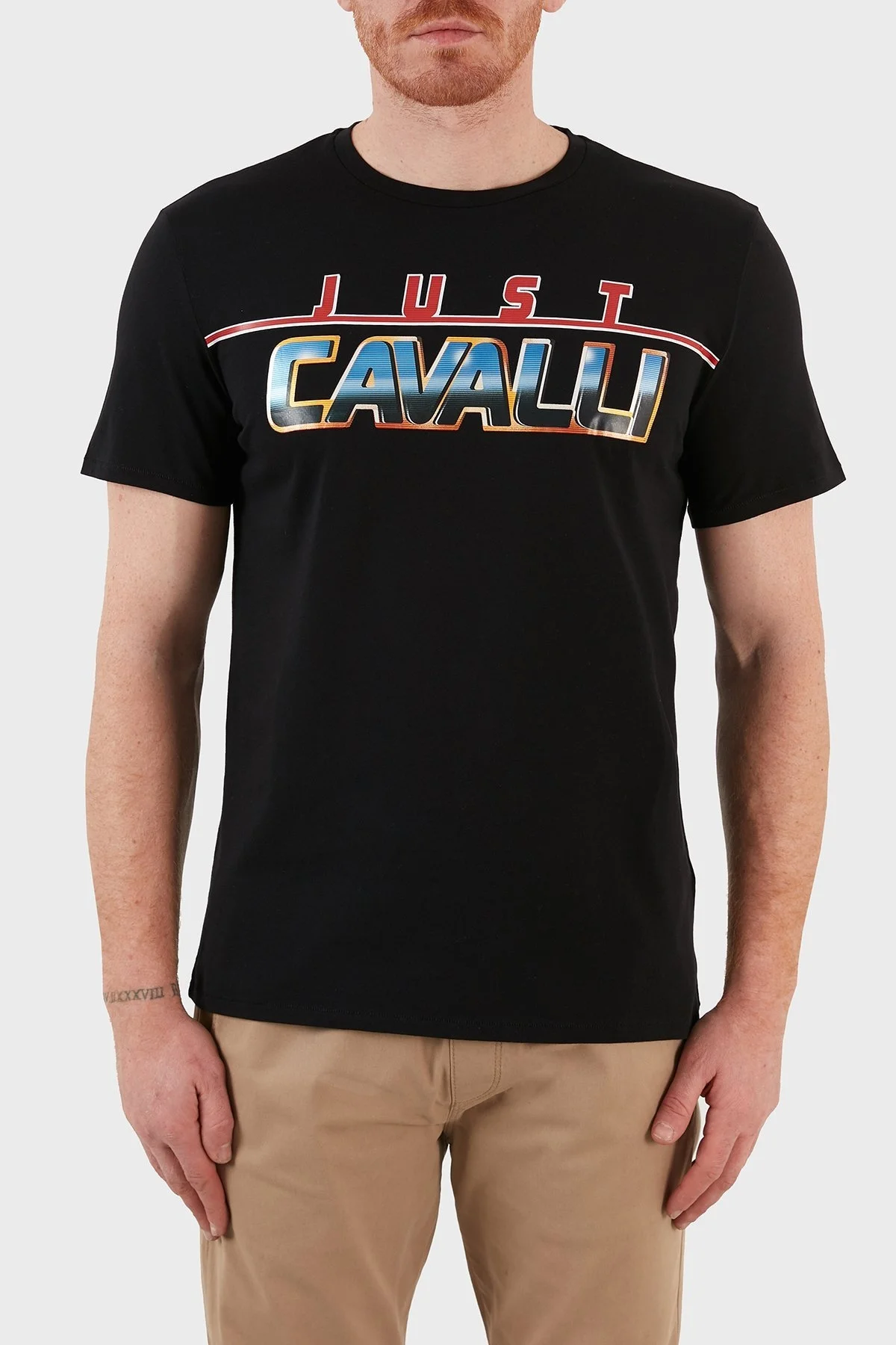 Just Cavalli Baskılı Regular Fit Bisiklet Yaka % 100 Pamuk Erkek T Shirt S03GC0636 N20663 900 SİYAH - 1