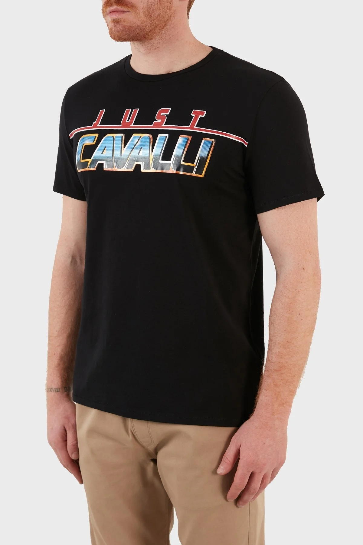 Just Cavalli Baskılı Regular Fit Bisiklet Yaka % 100 Pamuk Erkek T Shirt S03GC0636 N20663 900 SİYAH - 2