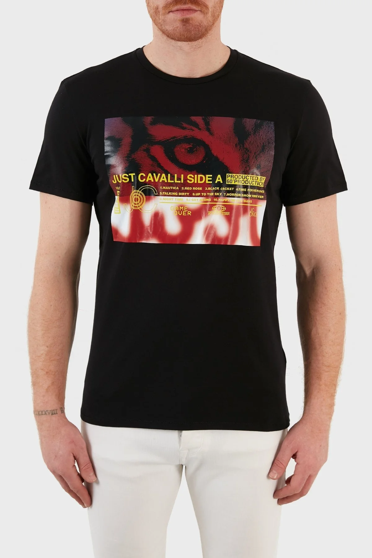 Just Cavalli Baskılı Regular Fit Bisiklet Yaka % 100 Pamuk Erkek T Shirt S03GC0642 N20663 900 SİYAH - 1