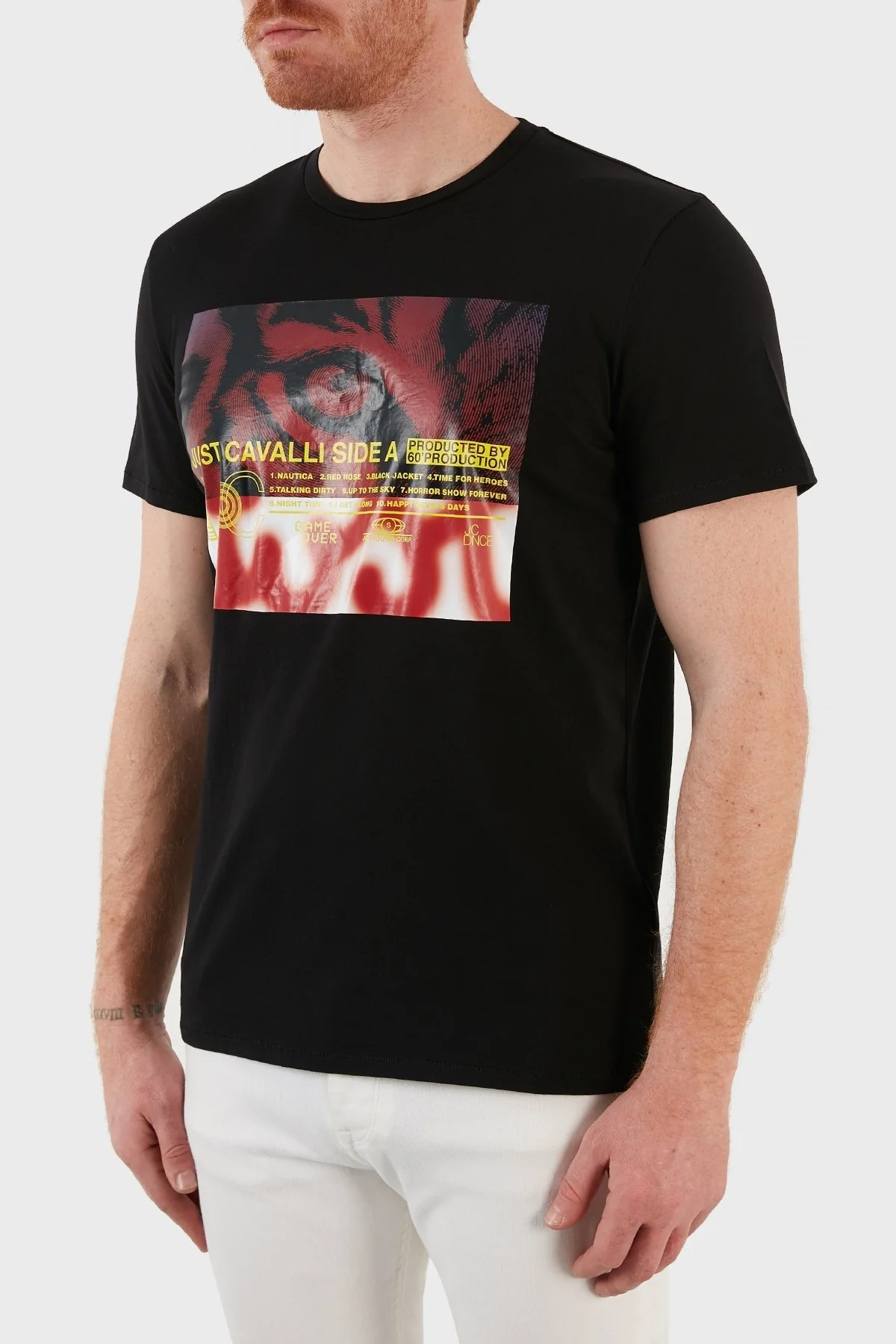 Just Cavalli Baskılı Regular Fit Bisiklet Yaka % 100 Pamuk Erkek T Shirt S03GC0642 N20663 900 SİYAH - 2