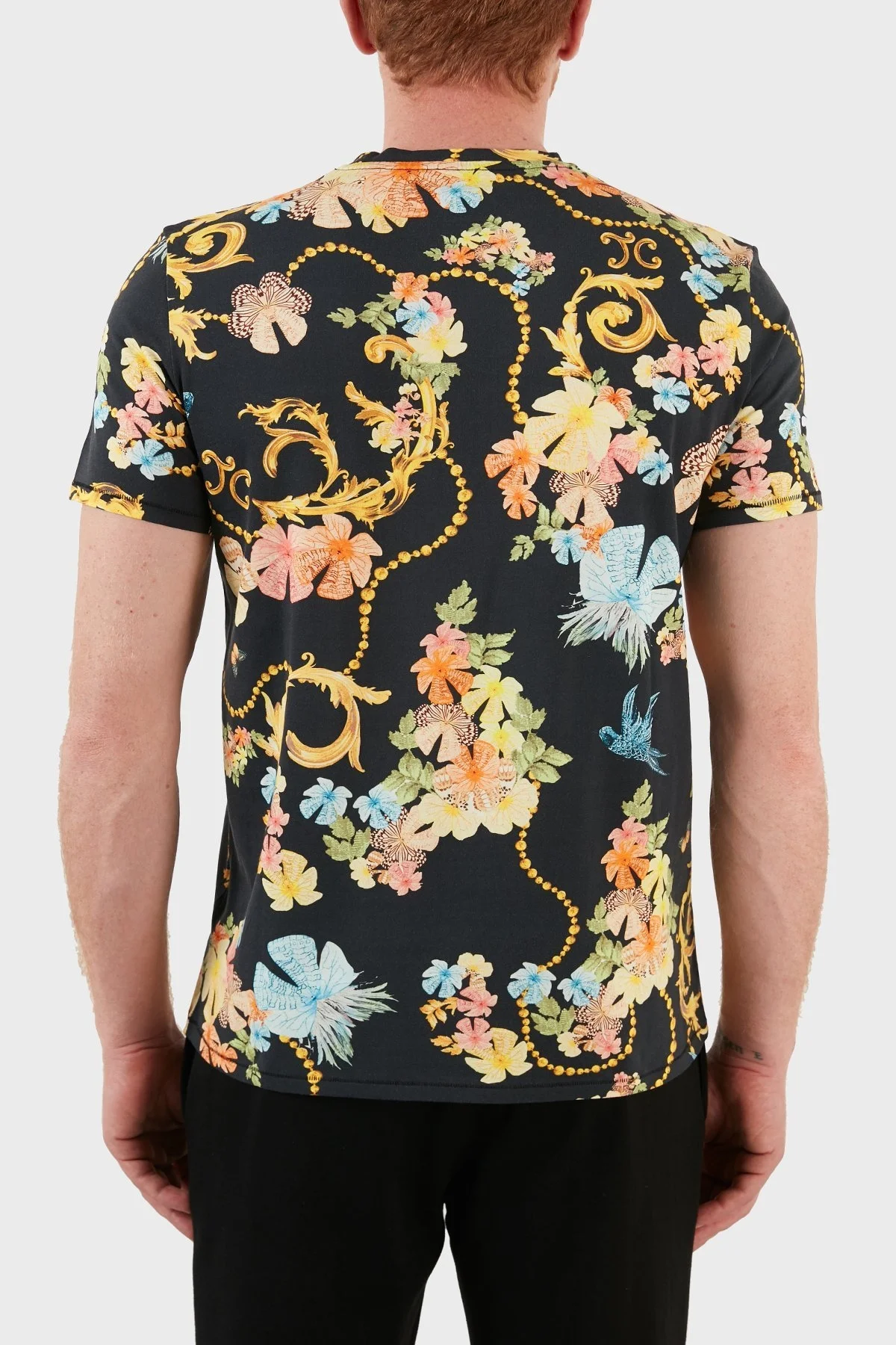 Just Cavalli Desenli Regular Fit Bisiklet Yaka % 100 Pamuk Erkek T Shirt S01GC0688 N21587 900S SİYAH - 6