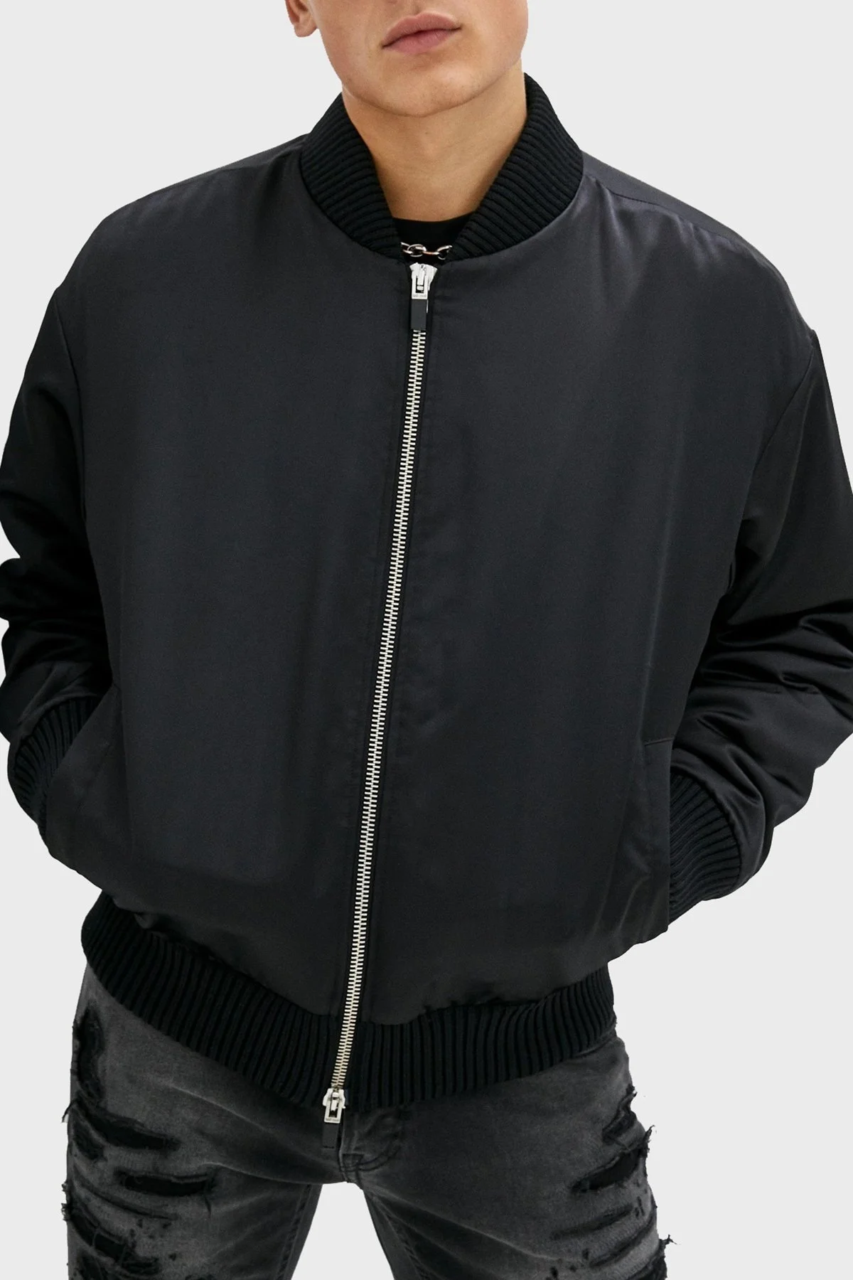 Just Cavalli Fermuarlı Regular Fit Kolej Yaka Bomber Erkek Mont S01AM0351 N39198 900 SİYAH - 3