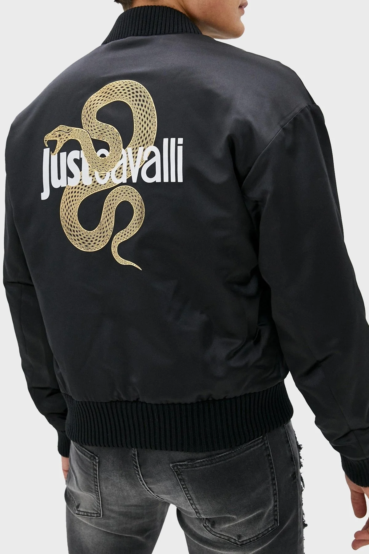 Just Cavalli Fermuarlı Regular Fit Kolej Yaka Bomber Erkek Mont S01AM0351 N39198 900 SİYAH - 4