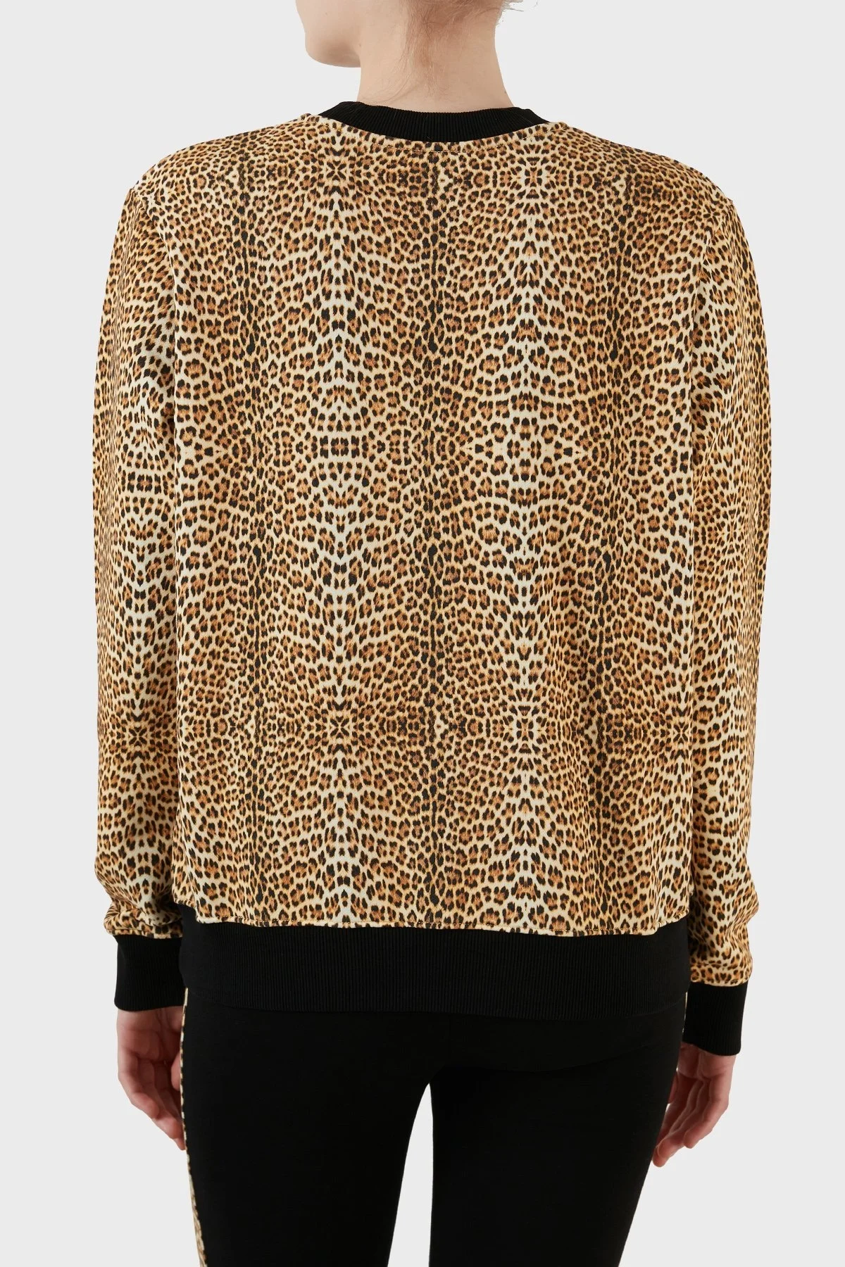 Just Cavalli Leopar Desenli Loose Fit Bisiklet Yaka % 100 Pamuk Bayan Sweat S02GU0130 N25224 109S LEOPAR - 5