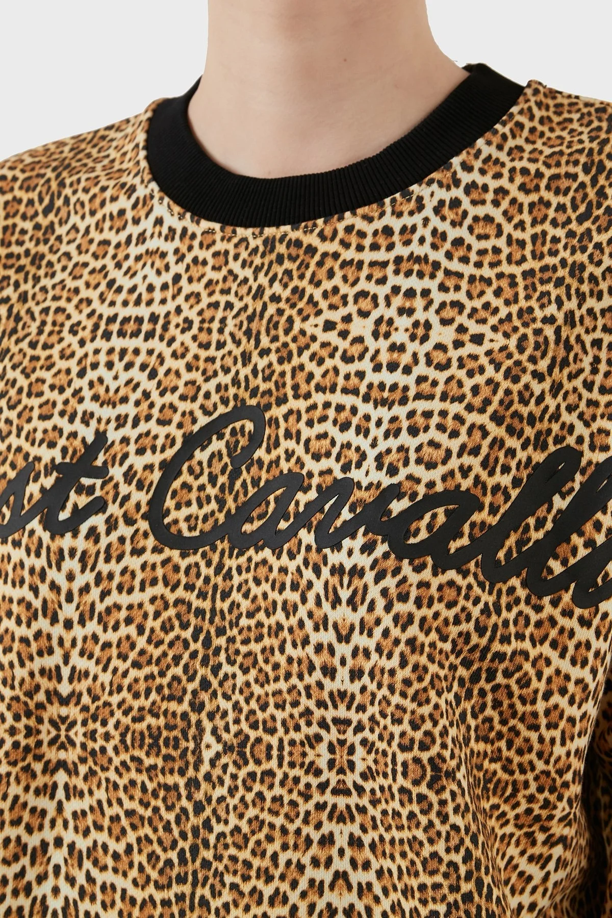 Just Cavalli Leopar Desenli Loose Fit Bisiklet Yaka % 100 Pamuk Bayan Sweat S02GU0130 N25224 109S LEOPAR - 6