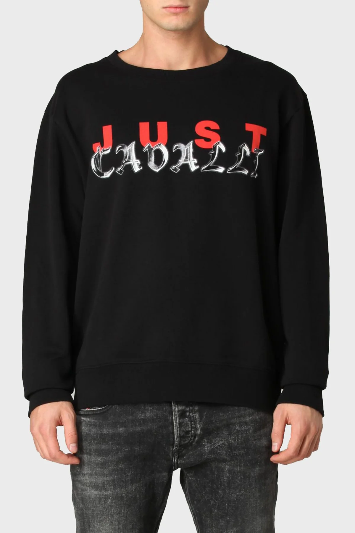 Just Cavalli Logolu Regular Fit Bisiklet Yaka % 100 Pamuk Erkek Sweat S03GU0144 N25189 900 SİYAH - 1