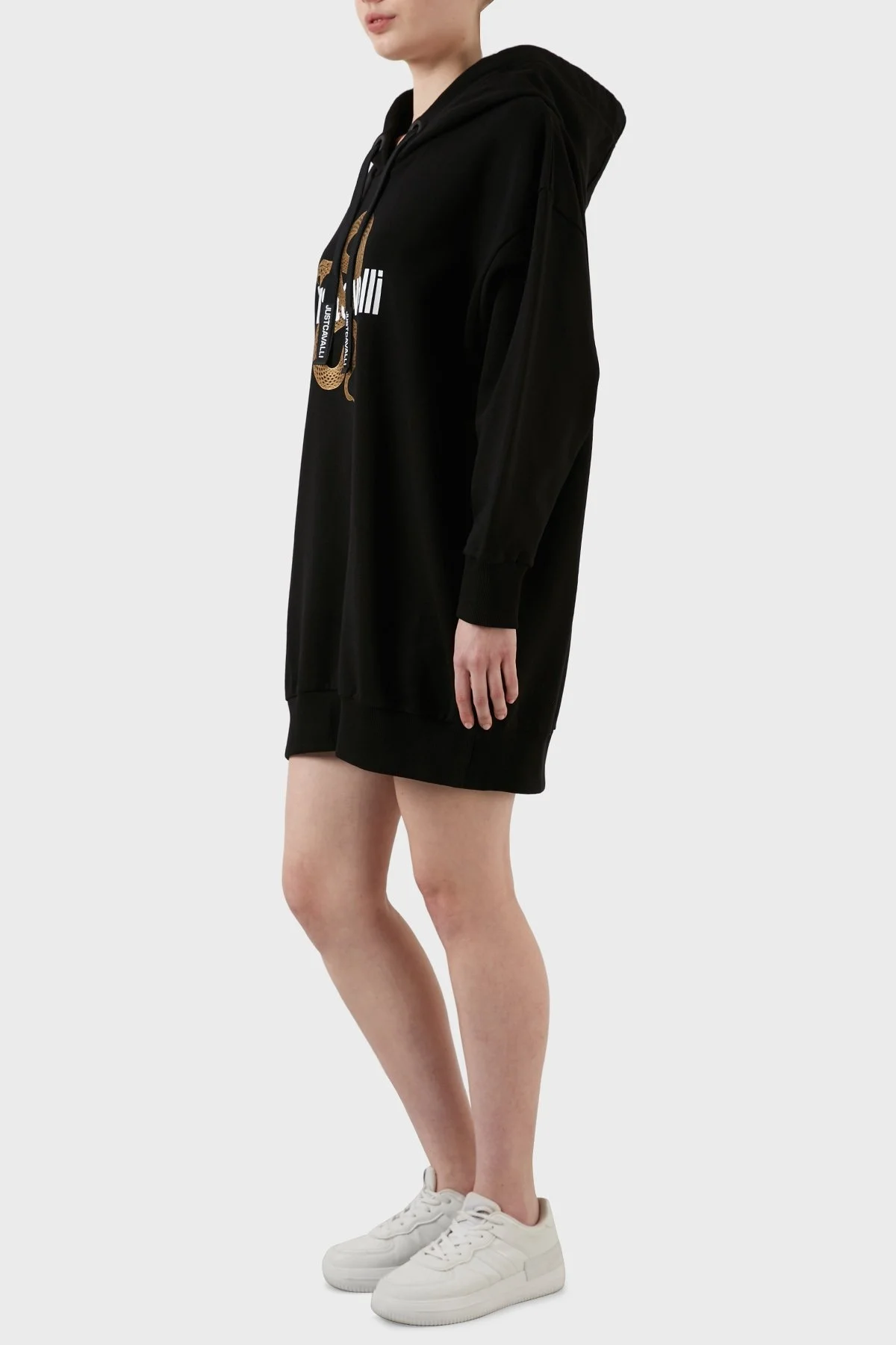 Just Cavalli Oversize Baskılı Kapüşonlu % 100 Pamuk Bayan Sweat S04GU0129 N25189 900 SİYAH - 2