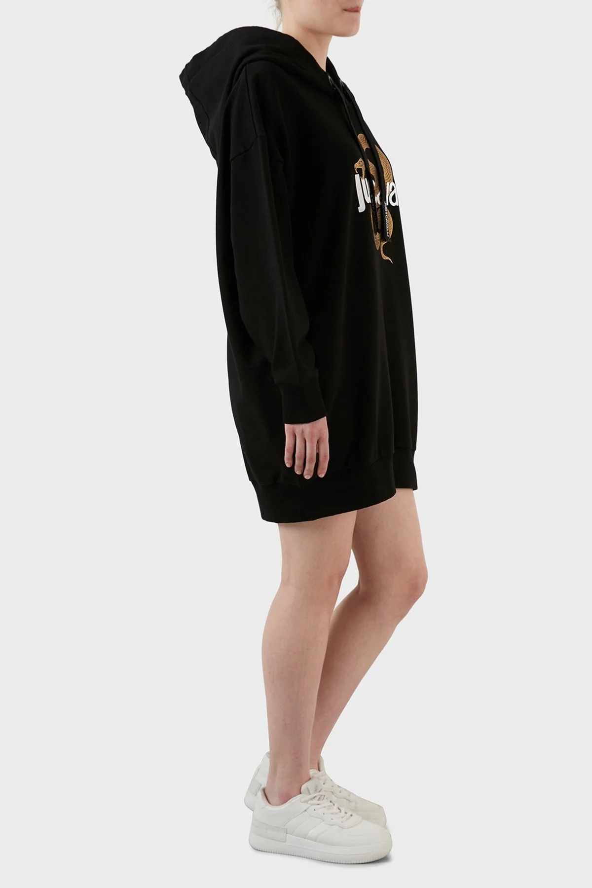 Just Cavalli Oversize Baskılı Kapüşonlu % 100 Pamuk Bayan Sweat S04GU0129 N25189 900 SİYAH - 3