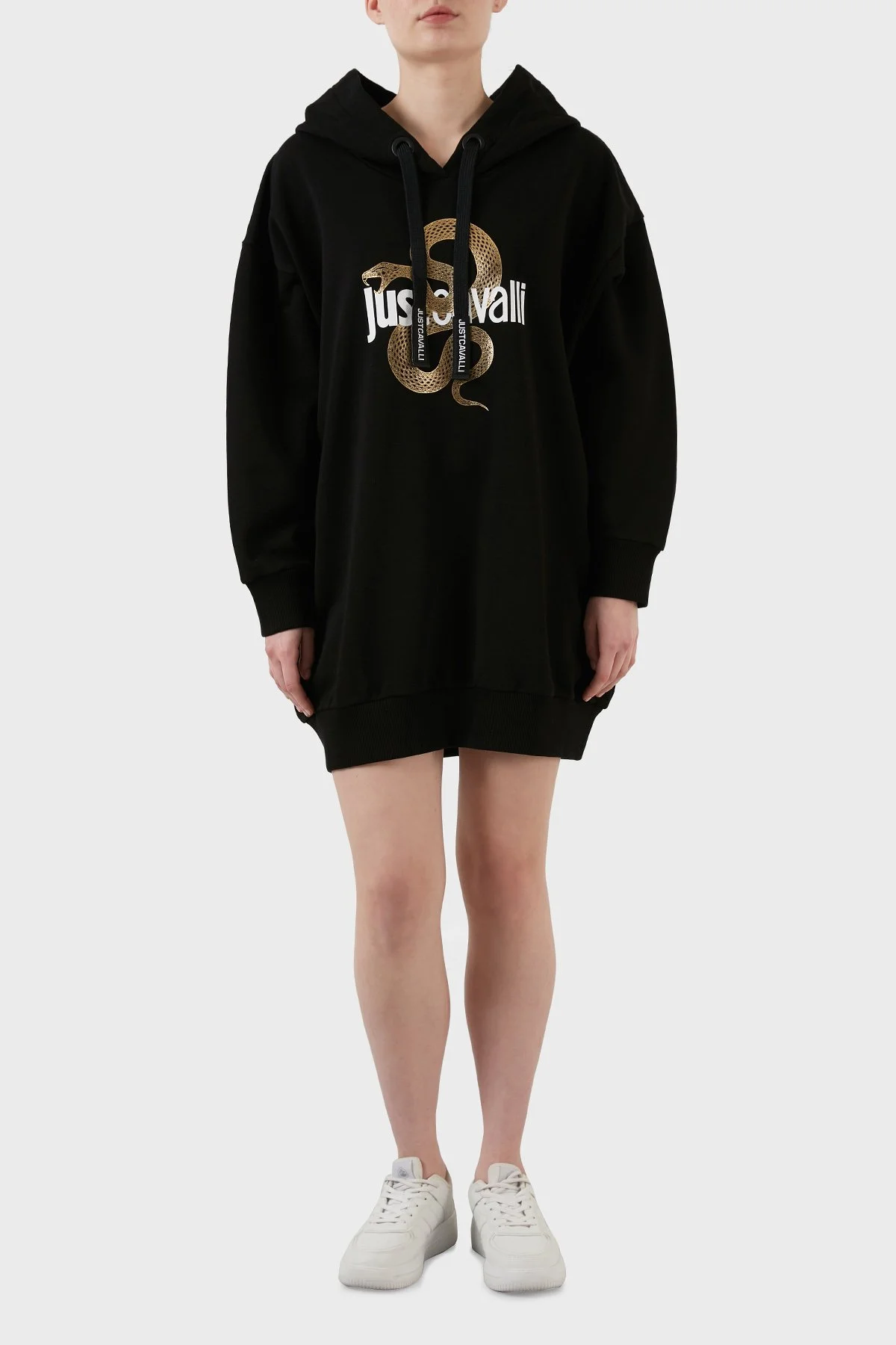 Just Cavalli Oversize Baskılı Kapüşonlu % 100 Pamuk Bayan Sweat S04GU0129 N25189 900 SİYAH - 1