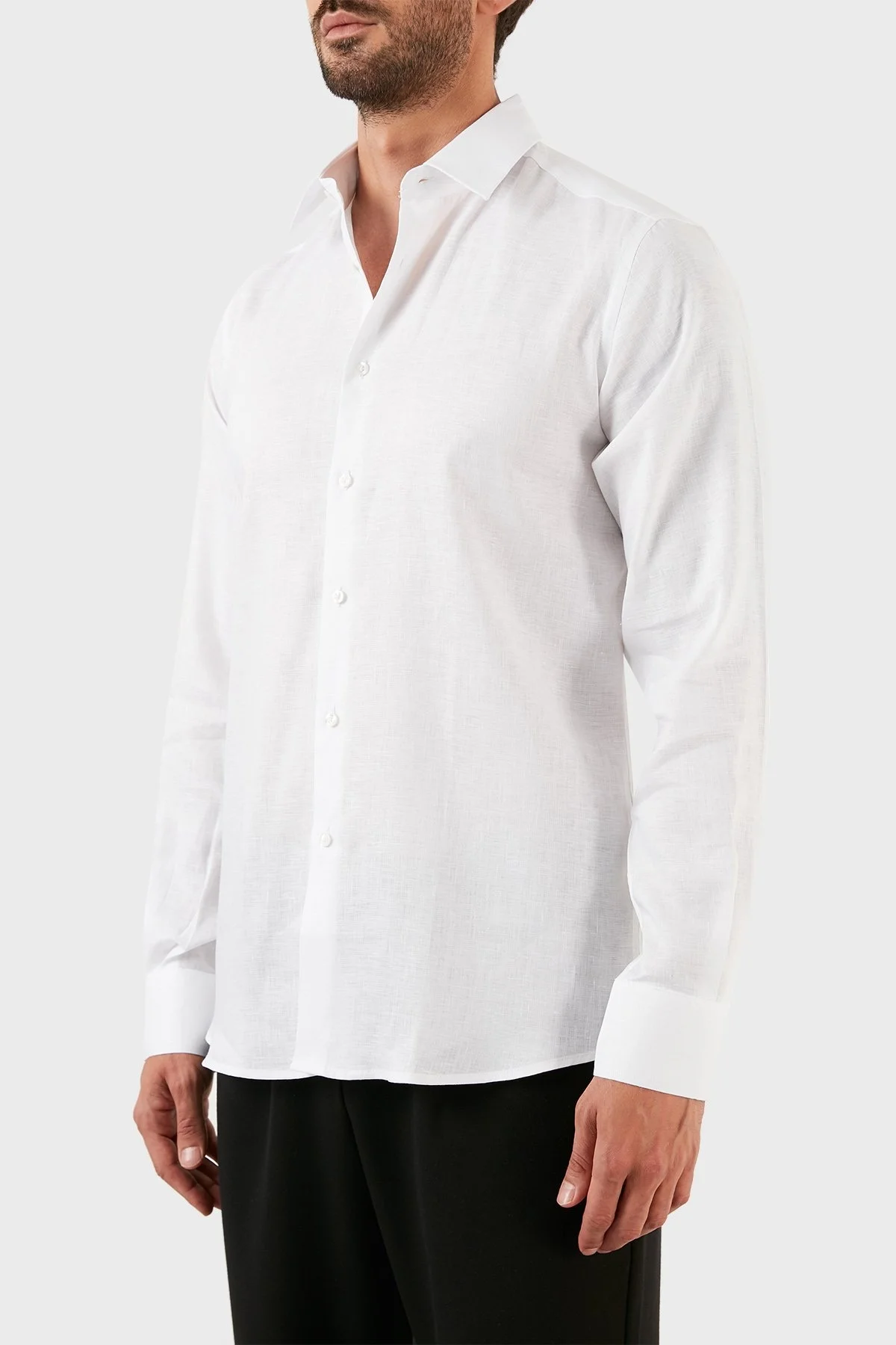 Karl Lagerfeld % 100 Keten Regular Fit Erkek Gömlek 605000 60 521667 10 BEYAZ - 2