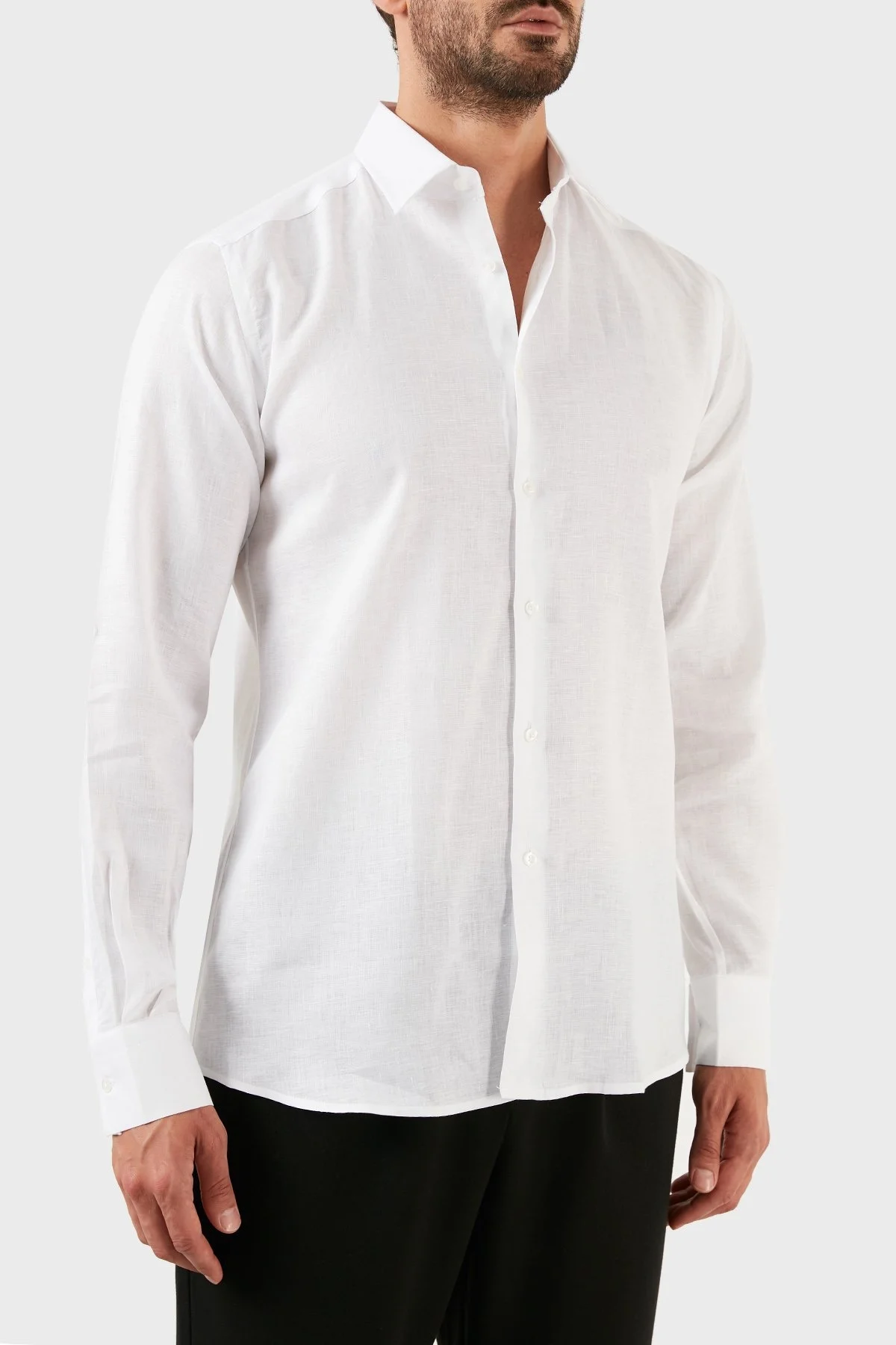 Karl Lagerfeld % 100 Keten Regular Fit Erkek Gömlek 605000 60 521667 10 BEYAZ - 3