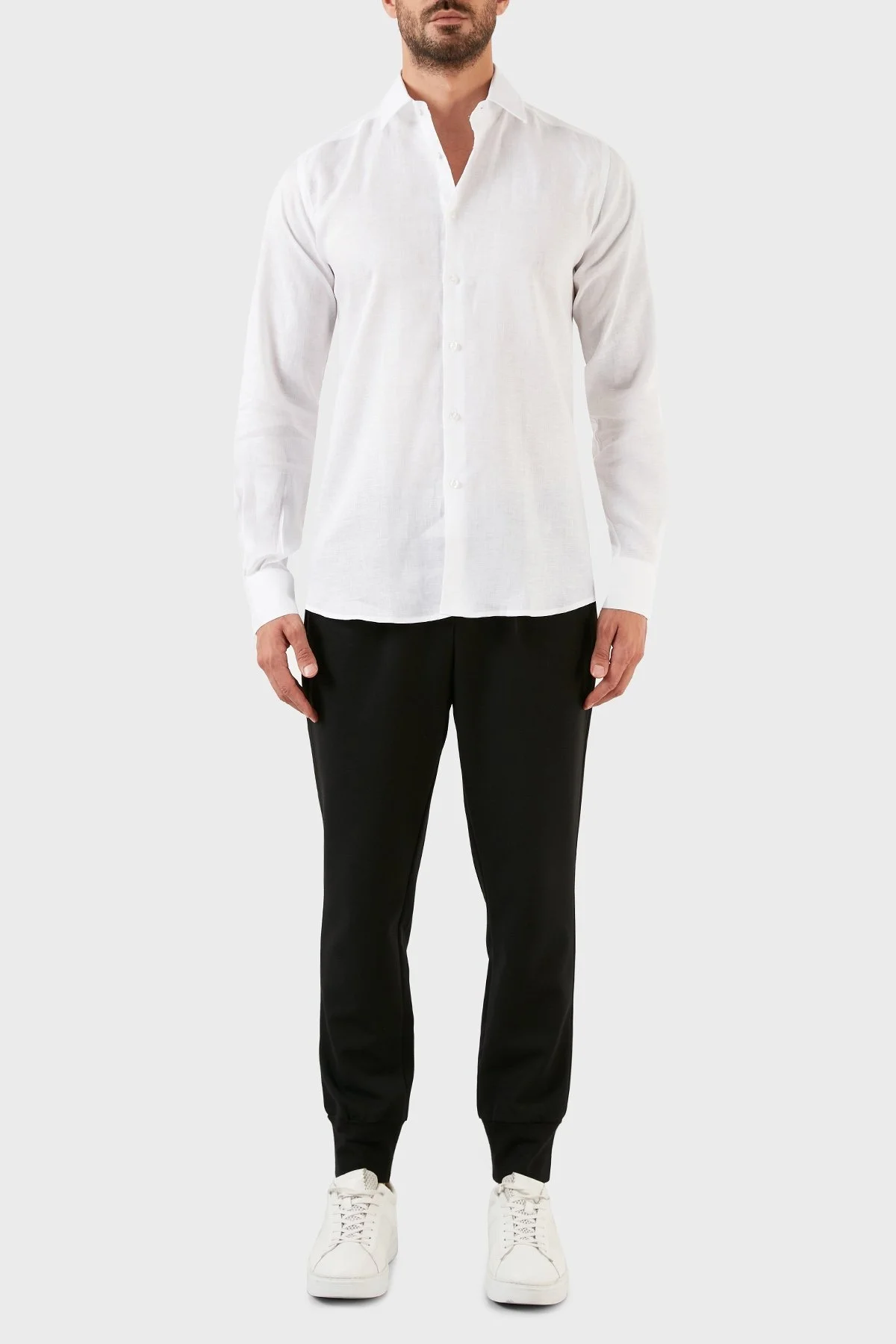 Karl Lagerfeld % 100 Keten Regular Fit Erkek Gömlek 605000 60 521667 10 BEYAZ - 4