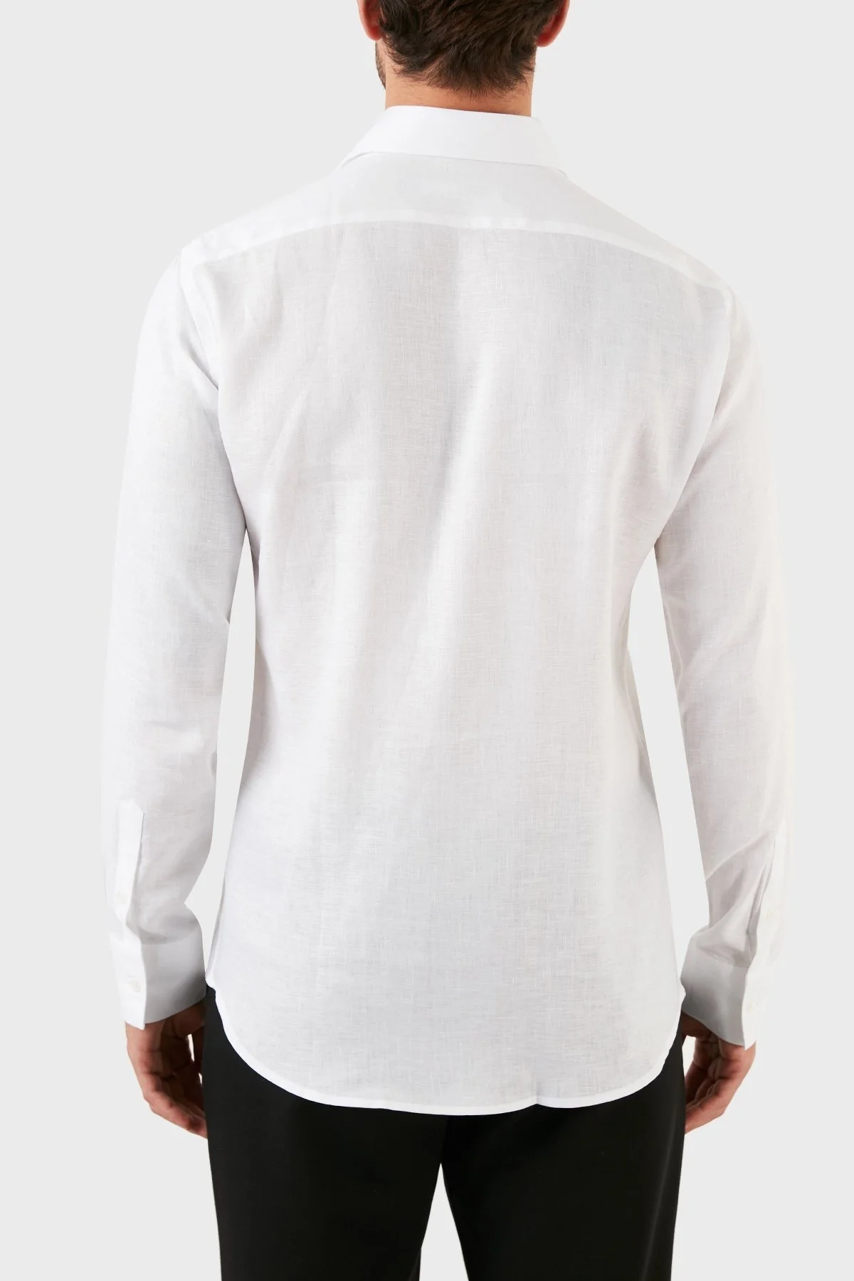 Karl Lagerfeld % 100 Keten Regular Fit Erkek Gömlek 605000 60 521667 10 BEYAZ - 5