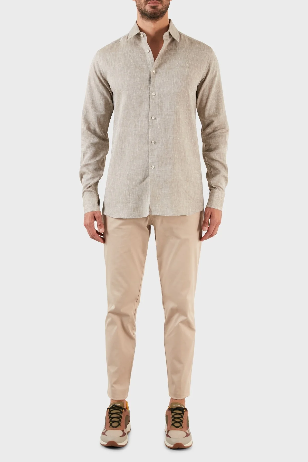 Karl Lagerfeld % 100 Keten Regular Fit Erkek Gömlek 605000 60 521667 550 BEJ - 5