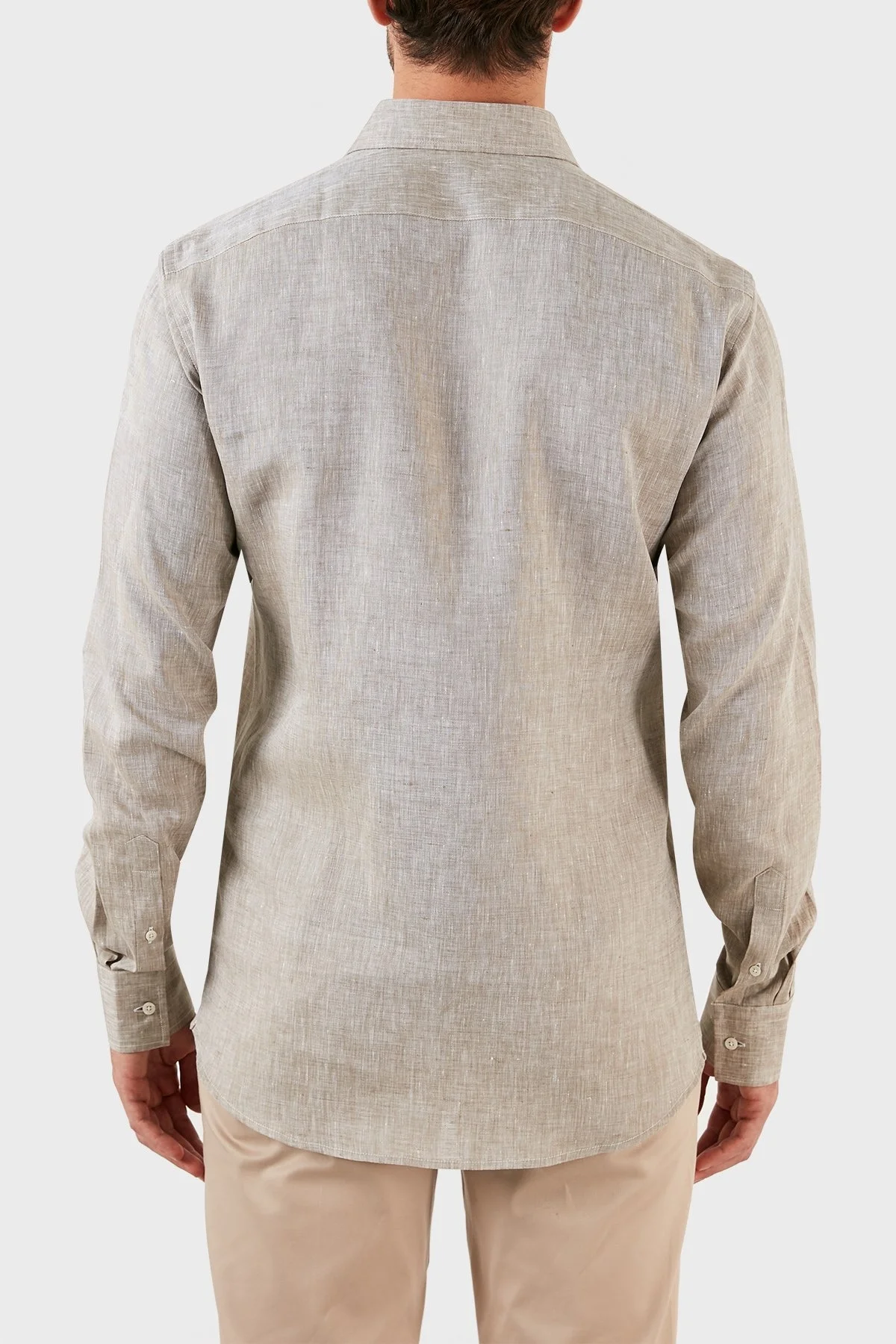 Karl Lagerfeld % 100 Keten Regular Fit Erkek Gömlek 605000 60 521667 550 BEJ - 6