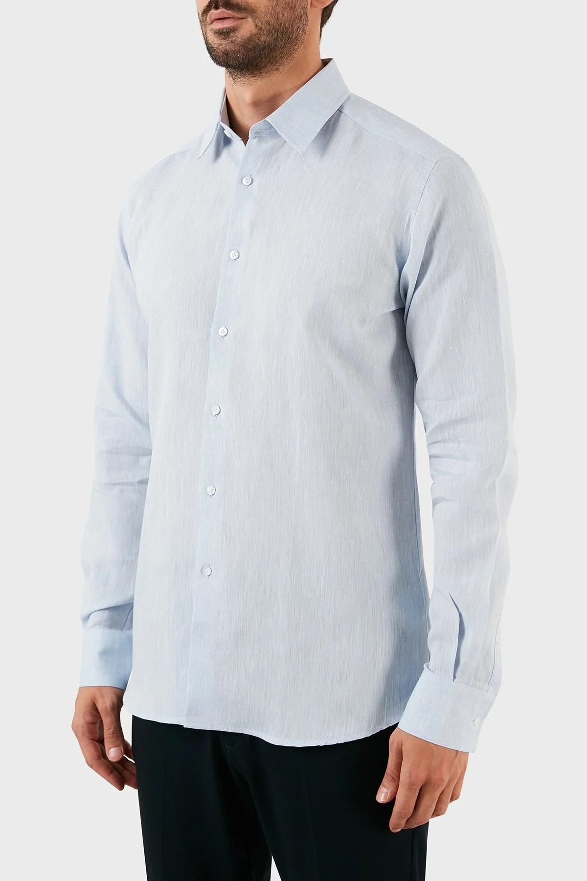 Karl Lagerfeld % 100 Keten Regular Fit Erkek Gömlek 605000 60 521667 620 MAVİ - 2