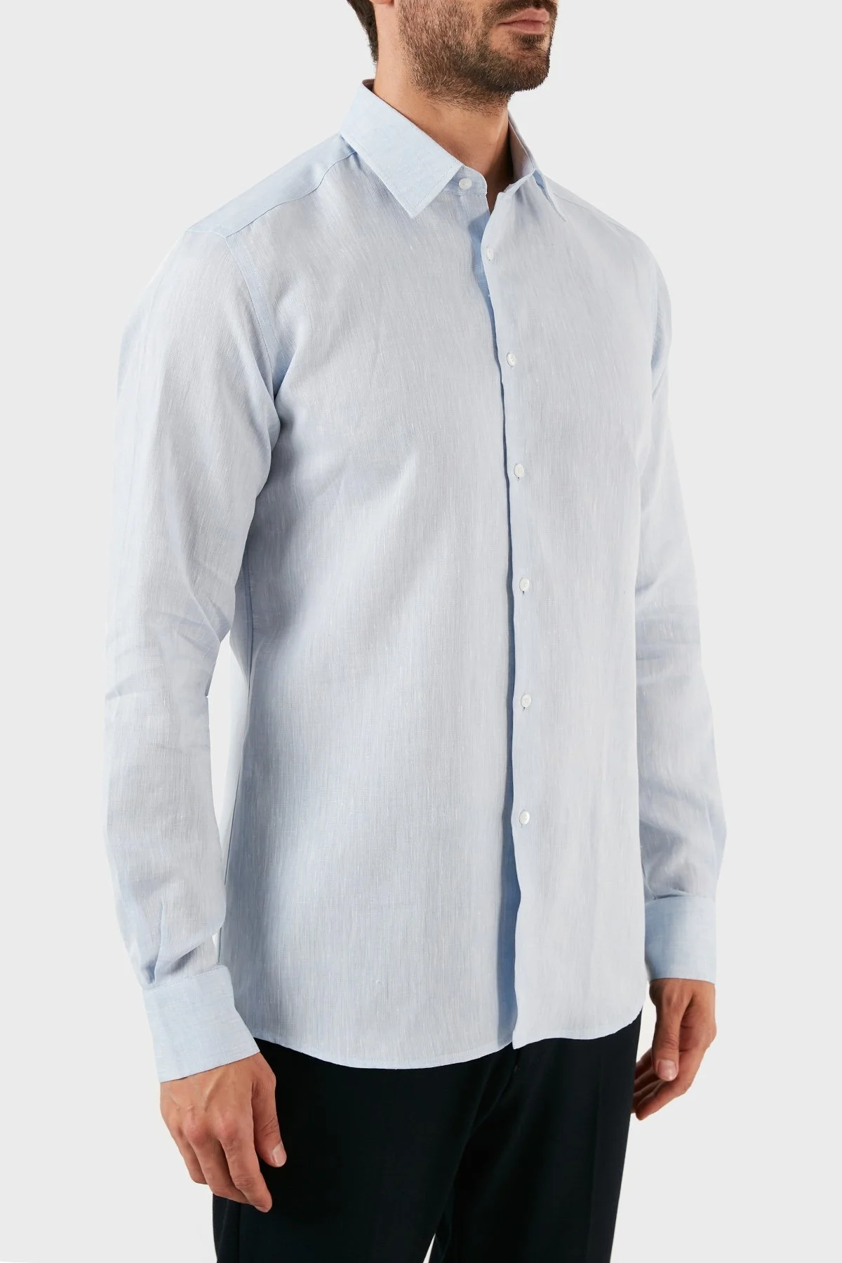 Karl Lagerfeld % 100 Keten Regular Fit Erkek Gömlek 605000 60 521667 620 MAVİ - 3