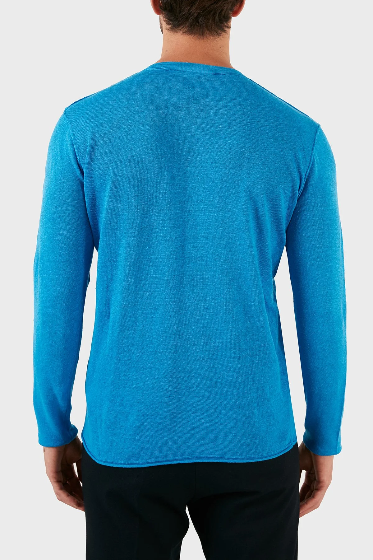 Karl Lagerfeld % 100 Keten Slim Fit Düğmeli Sıfır Yaka Erkek Kazak 655045 0 521305 640 SAKS - 5