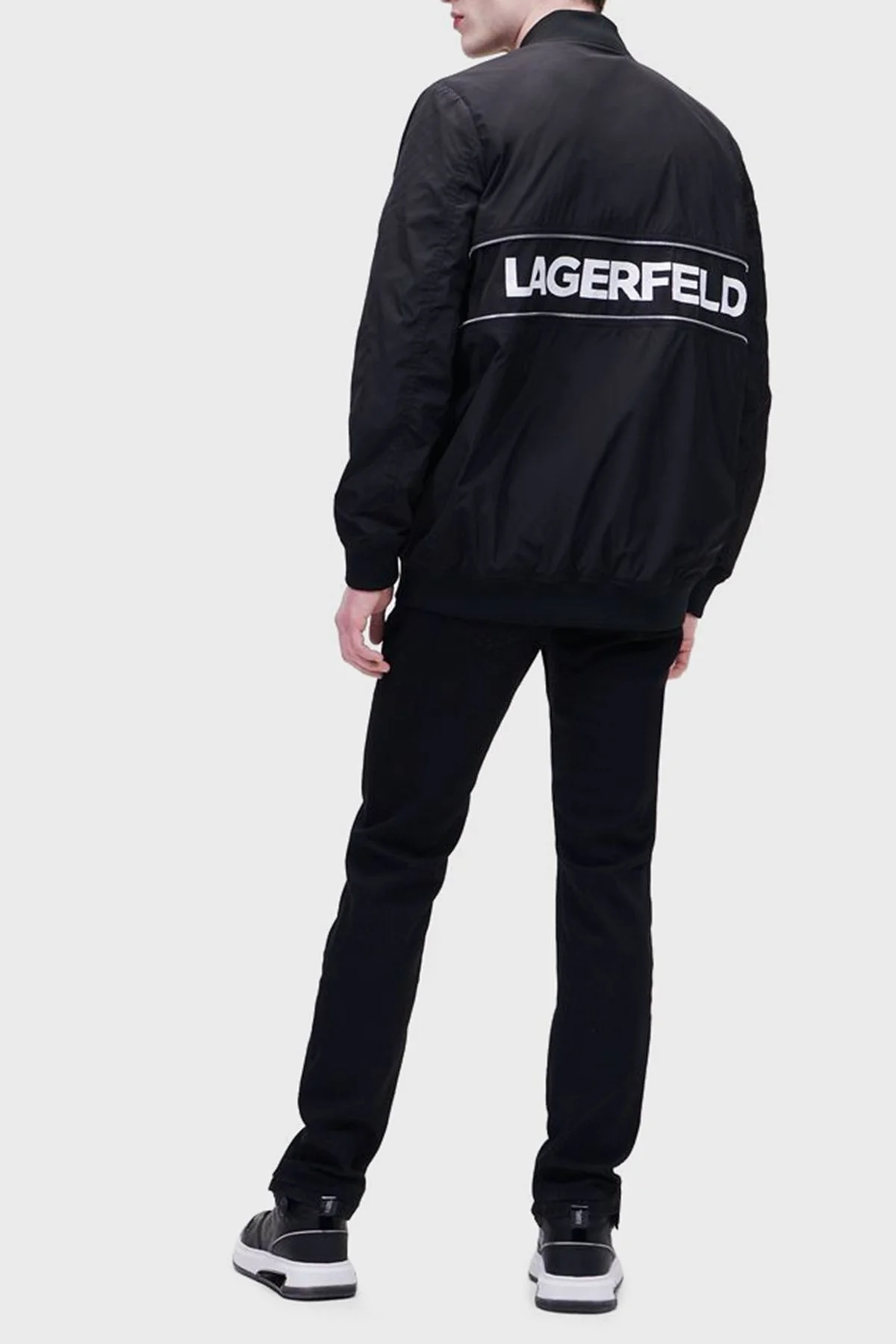 Karl Lagerfeld Fermuar Detaylı Kolej Yaka Bomber Erkek Mont 505002 0 521504 991 SİYAH - 3