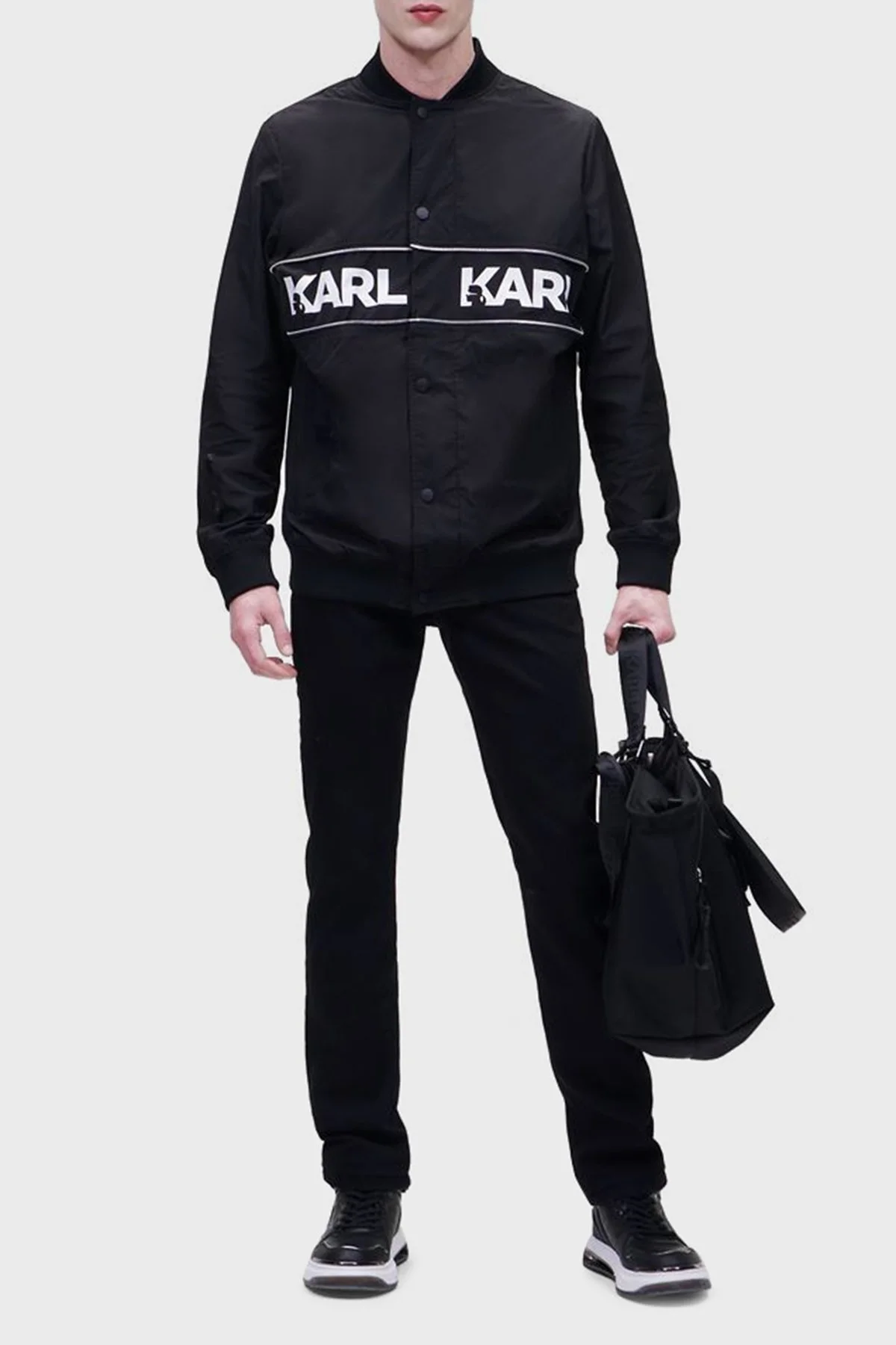 Karl Lagerfeld Fermuar Detaylı Kolej Yaka Bomber Erkek Mont 505002 0 521504 991 SİYAH - 5