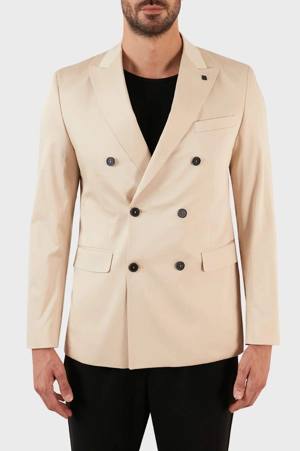 Karl Lagerfeld Pamuklu Regular Fit Çift Düğmeli Çift Yırtmaçlı Erkek Ceket 155201 10 521092 410 BEJ - 1